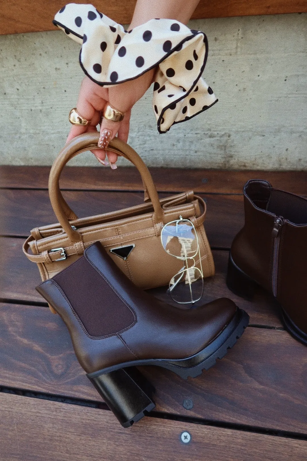 Brooklyn Block Heel Ankle Boots - Brown sold by Miss Lola
