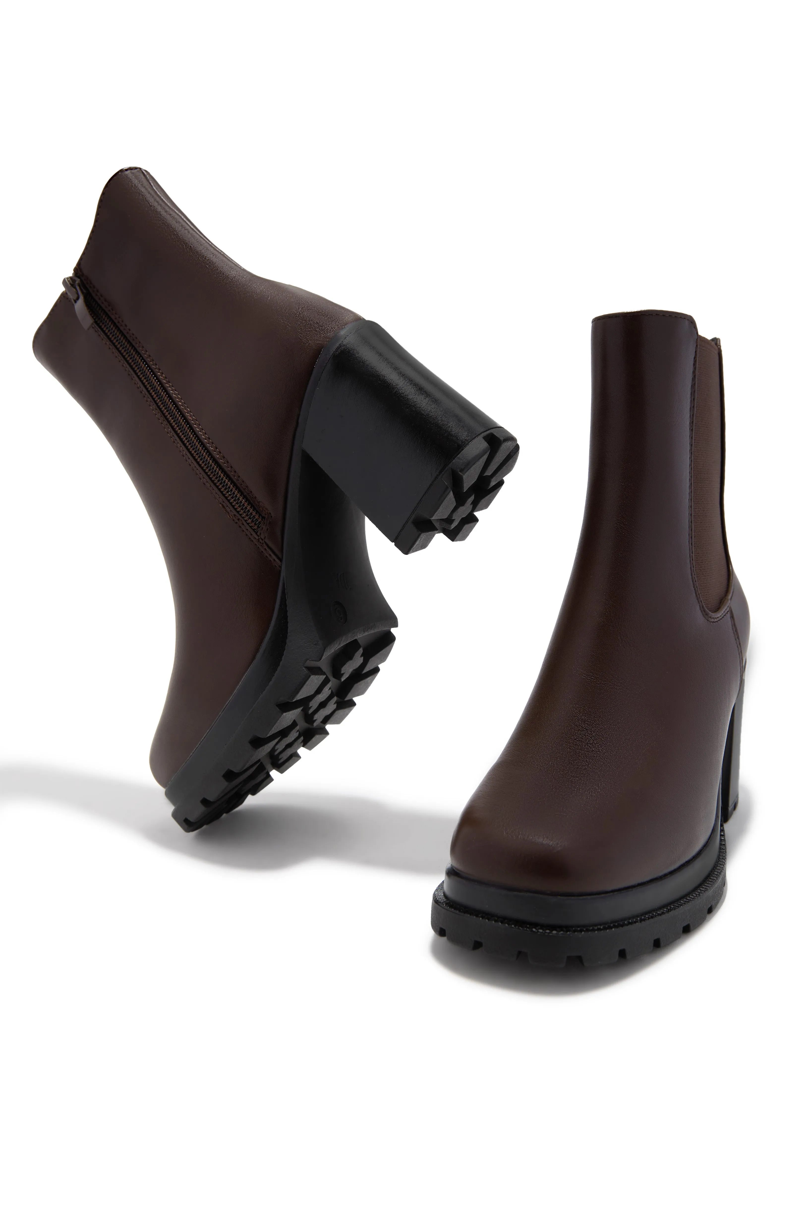 Brooklyn Block Heel Ankle Boots - Brown sold by Miss Lola product image thumbnail 4