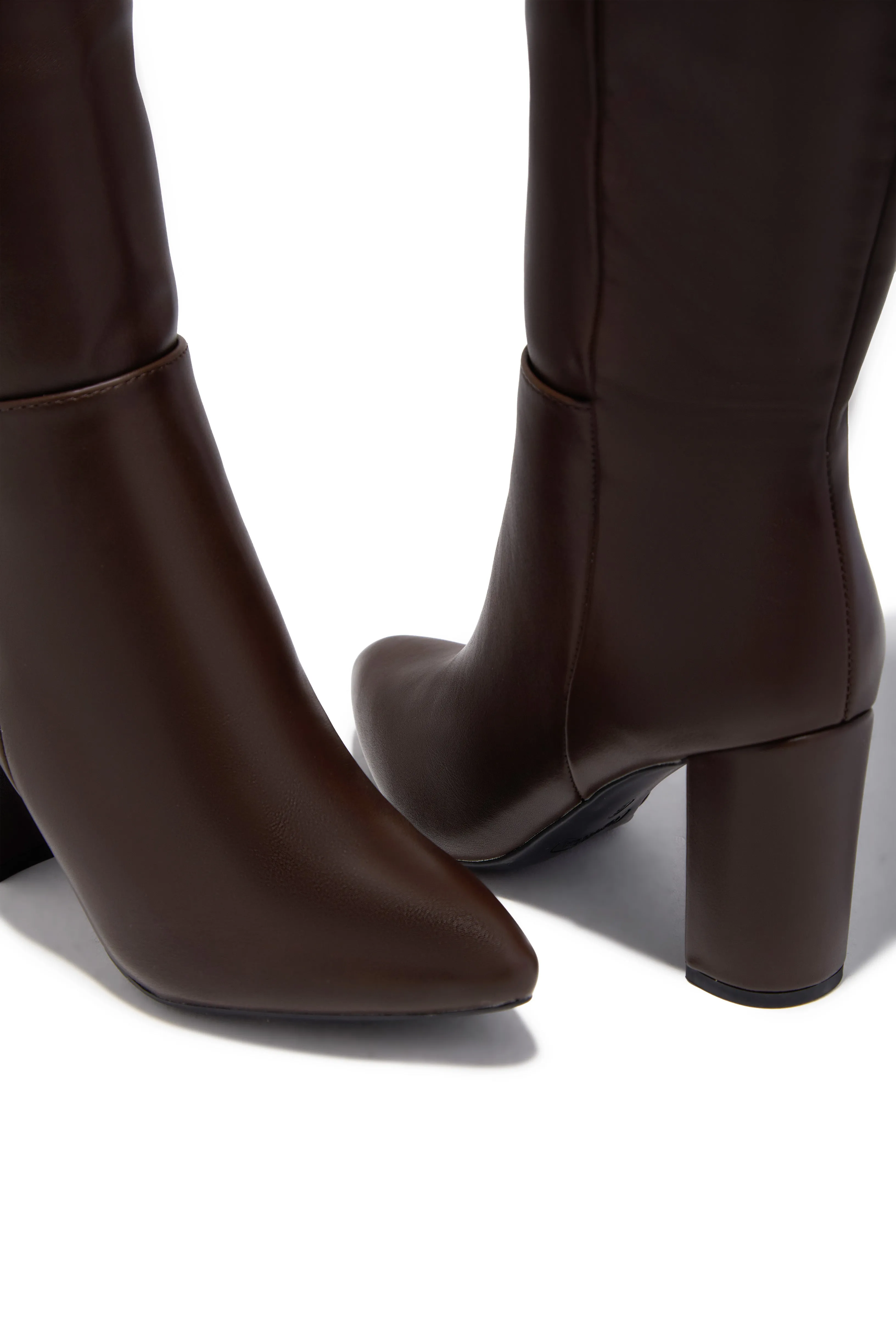 Fine Time Wide Fit Block Heel Knee High Boots - Brown sold by Miss Lola product image thumbnail 2