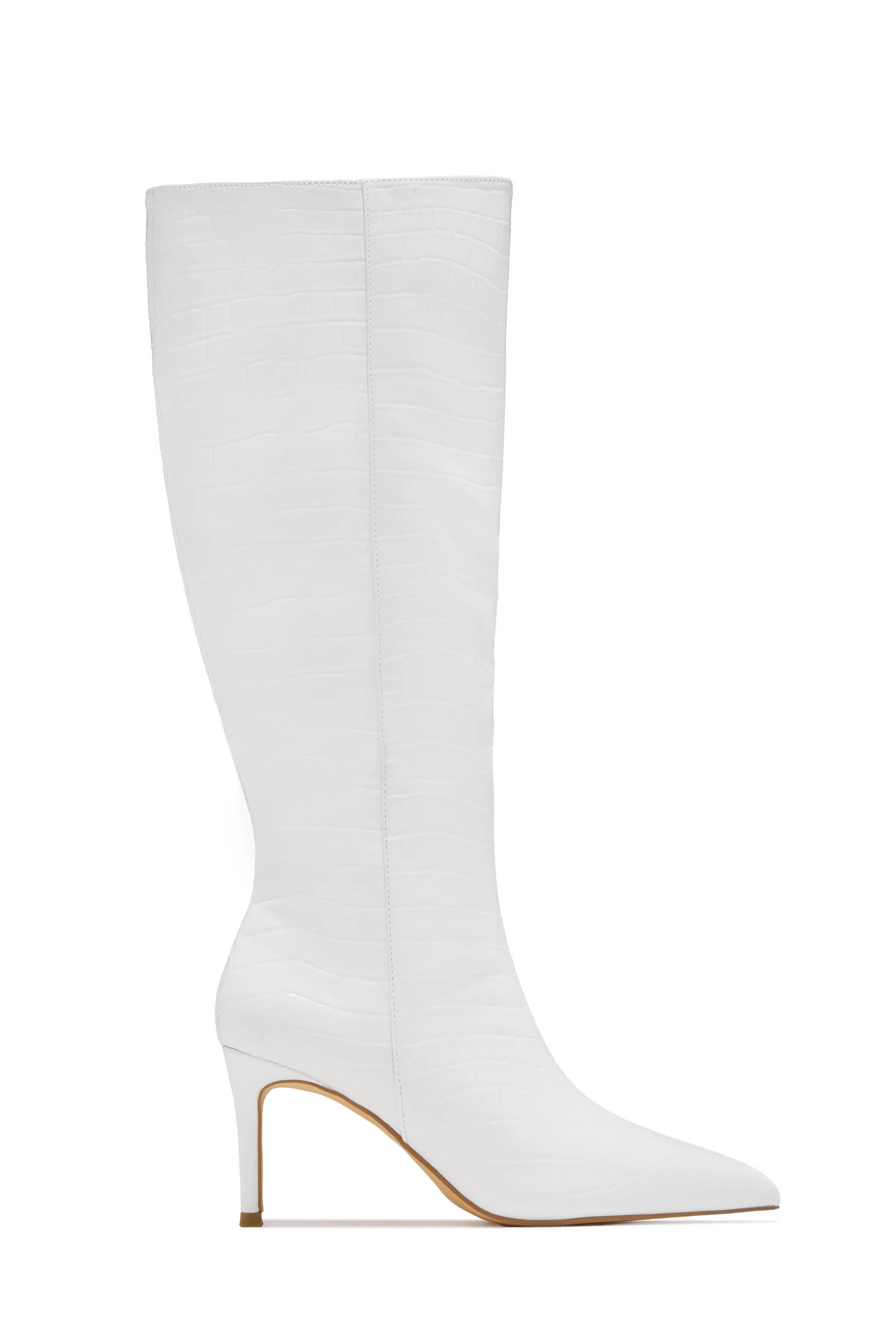 Chrissy Mid Heel Boots - White sold by Miss Lola product image thumbnail 3