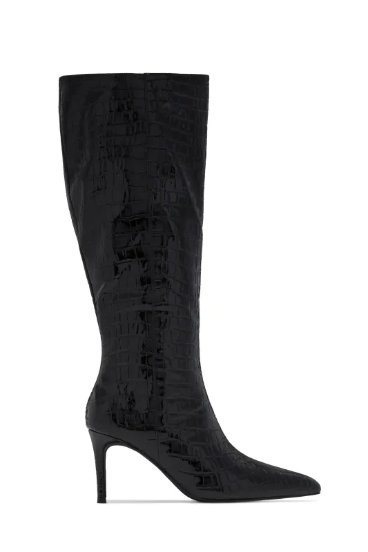 Chrissy Mid Heel Boots - Black sold by Miss Lola