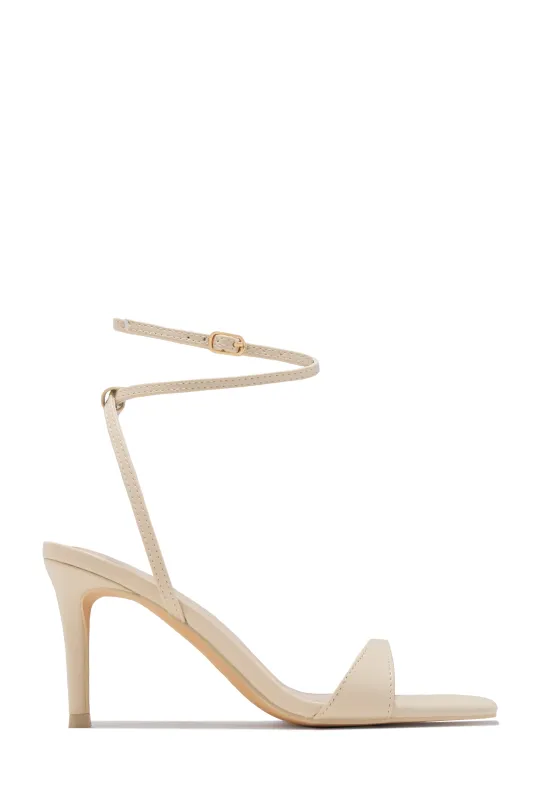 Viana Ankle Strap Mid Heels - Ivory sold by Miss Lola
