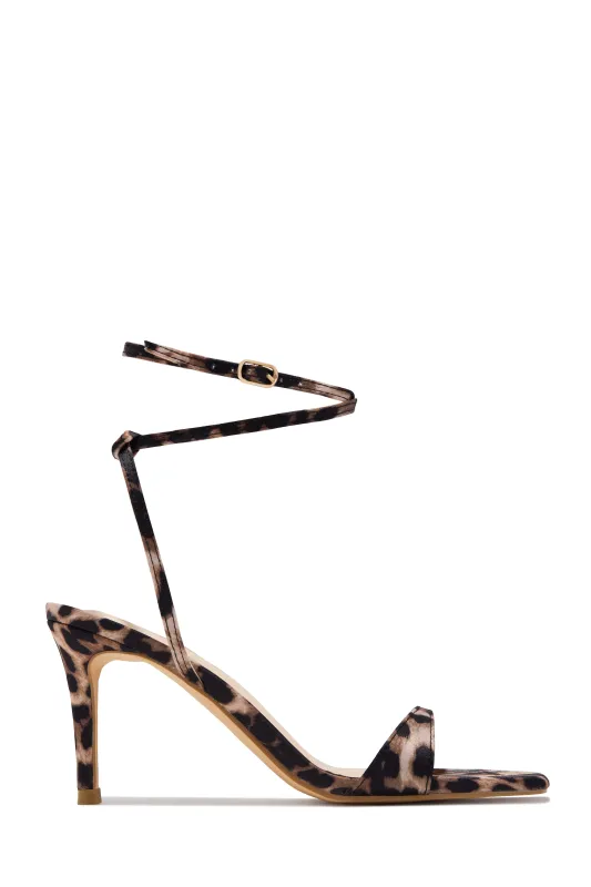 Viana Ankle Strap Mid Heels - Leopard sold by Miss Lola