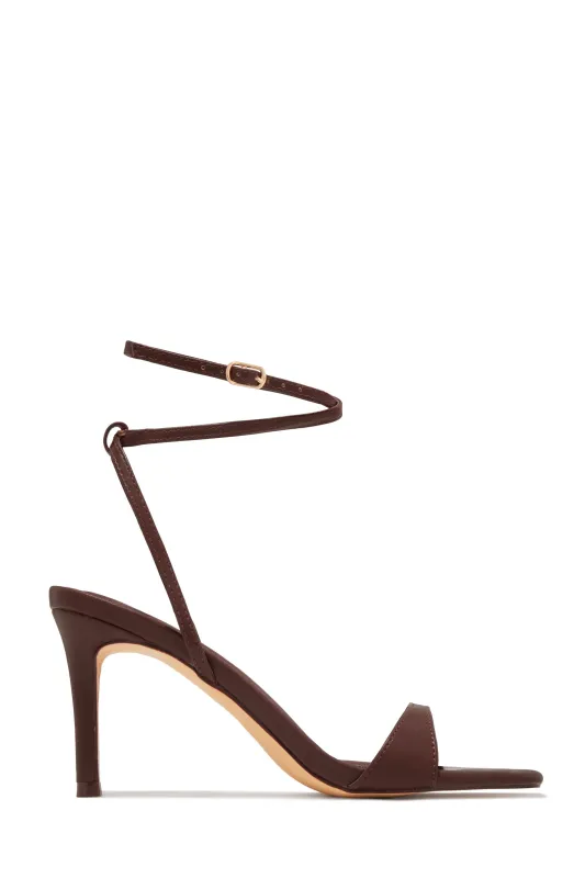 Viana Ankle Strap Mid Heels - Brown sold by Miss Lola