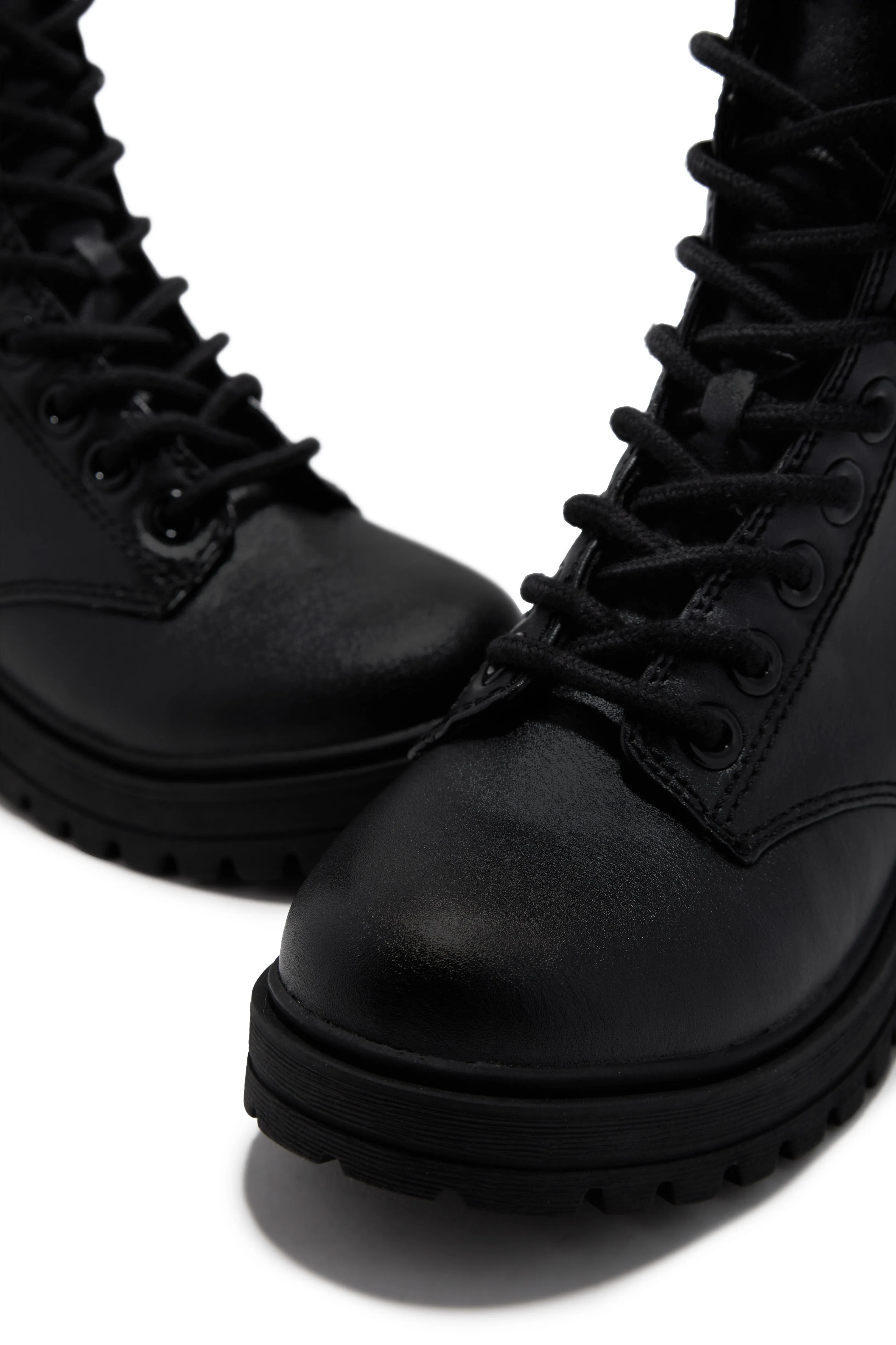 Rylen Lace Up Combat Boots - Black PU sold by Miss Lola product image thumbnail 3