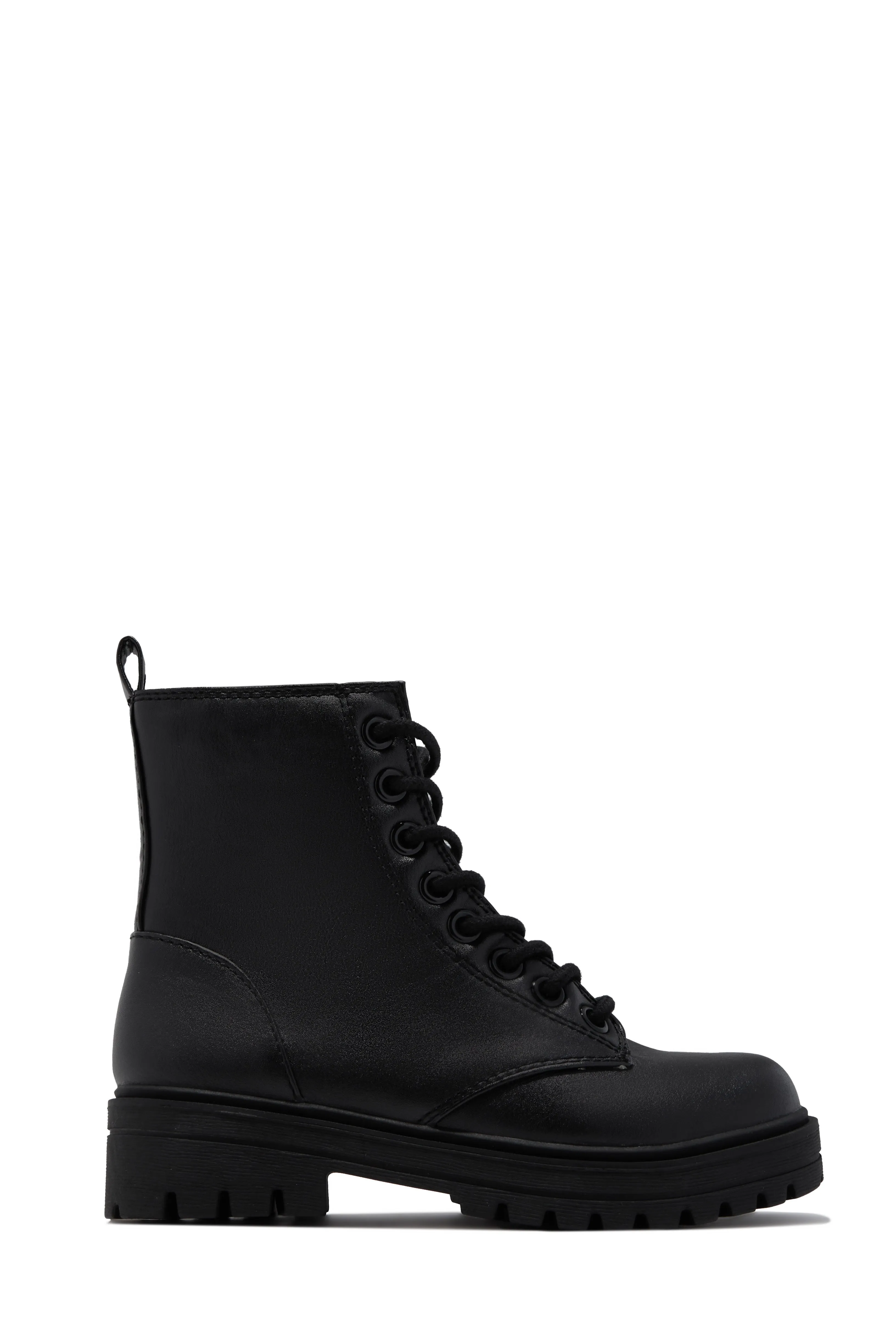 Rylen Lace Up Combat Boots - Black PU sold by Miss Lola product image thumbnail 5