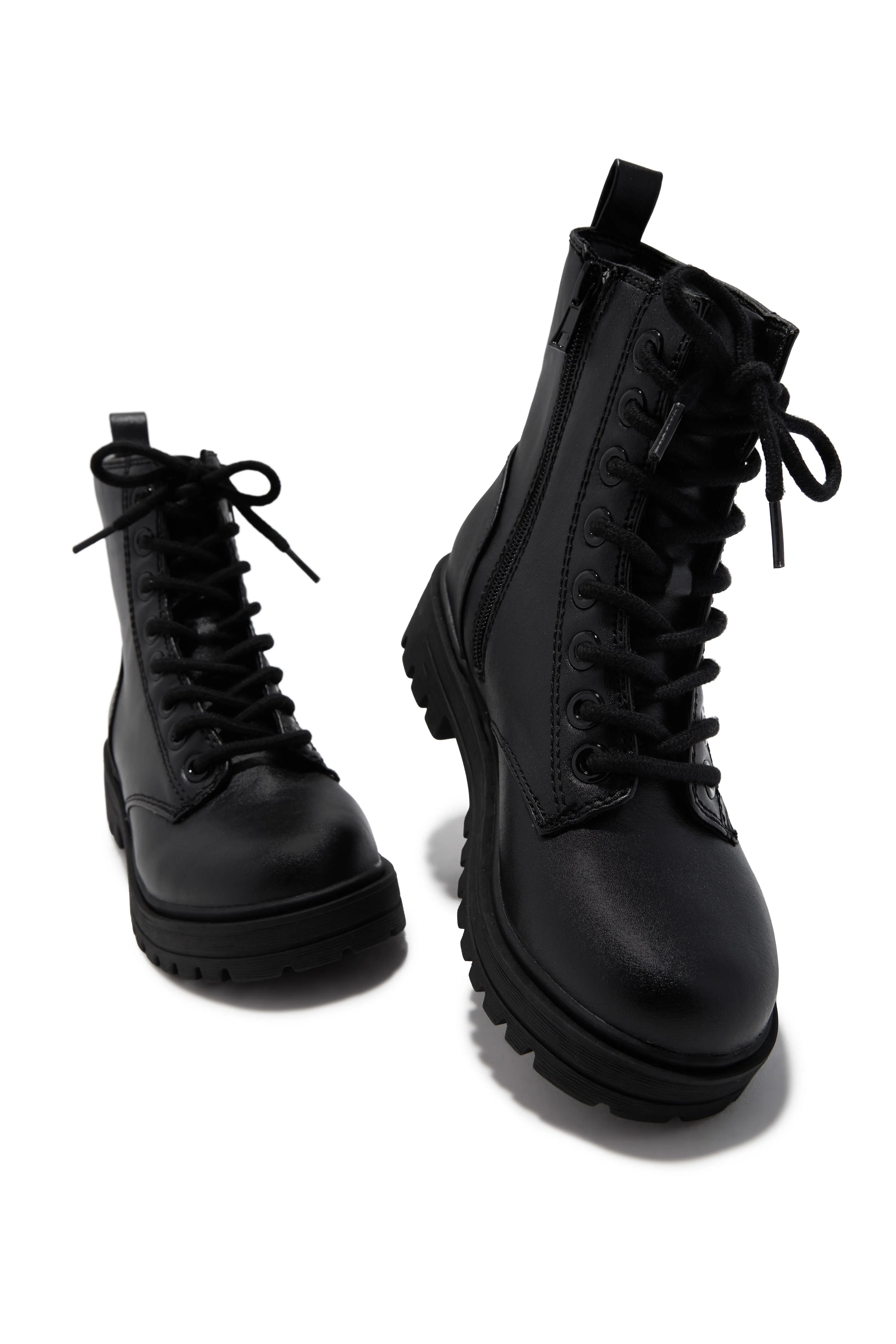 Rylen Lace Up Combat Boots - Black PU sold by Miss Lola product image thumbnail 2
