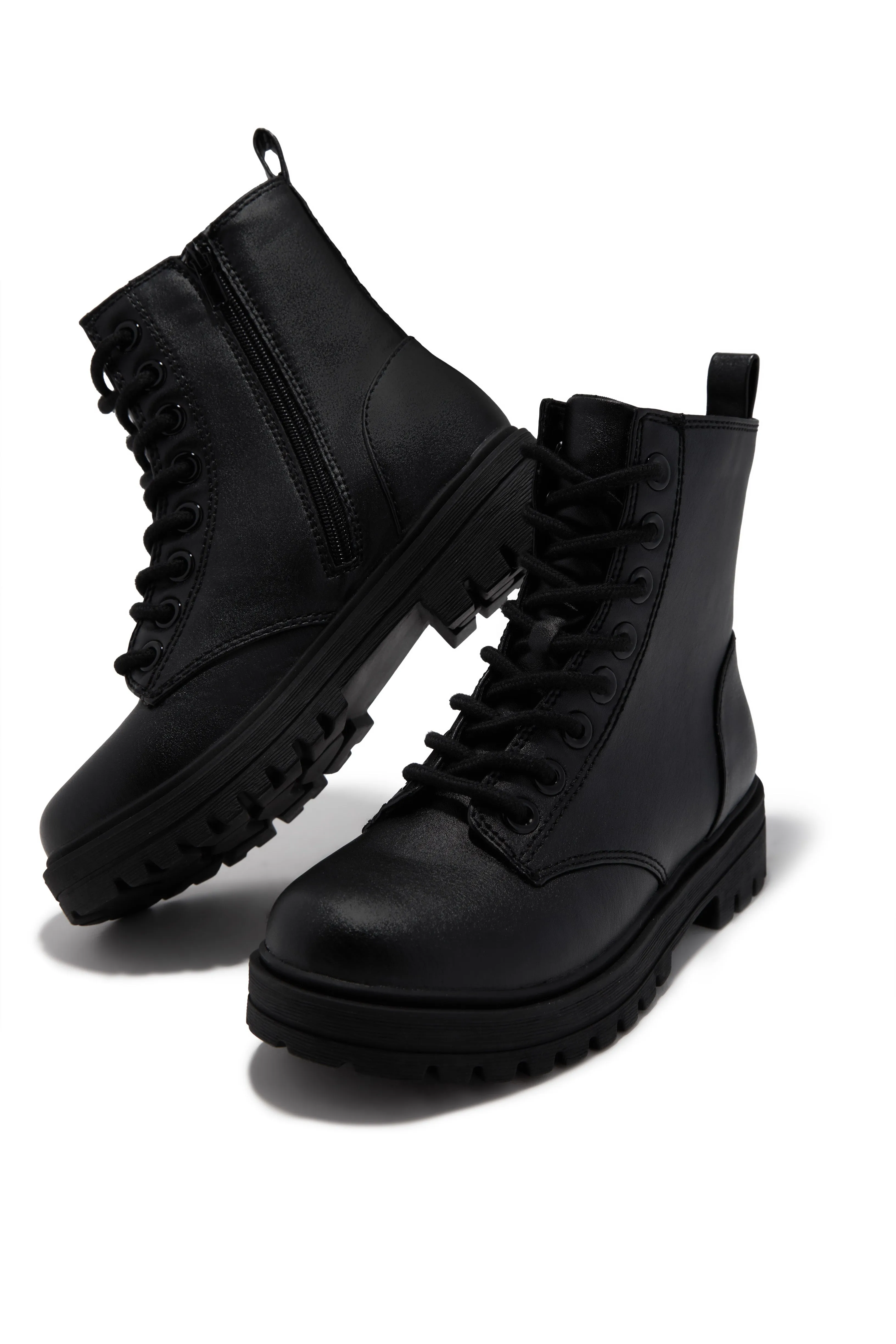 Rylen Lace Up Combat Boots - Black PU sold by Miss Lola product image thumbnail 4
