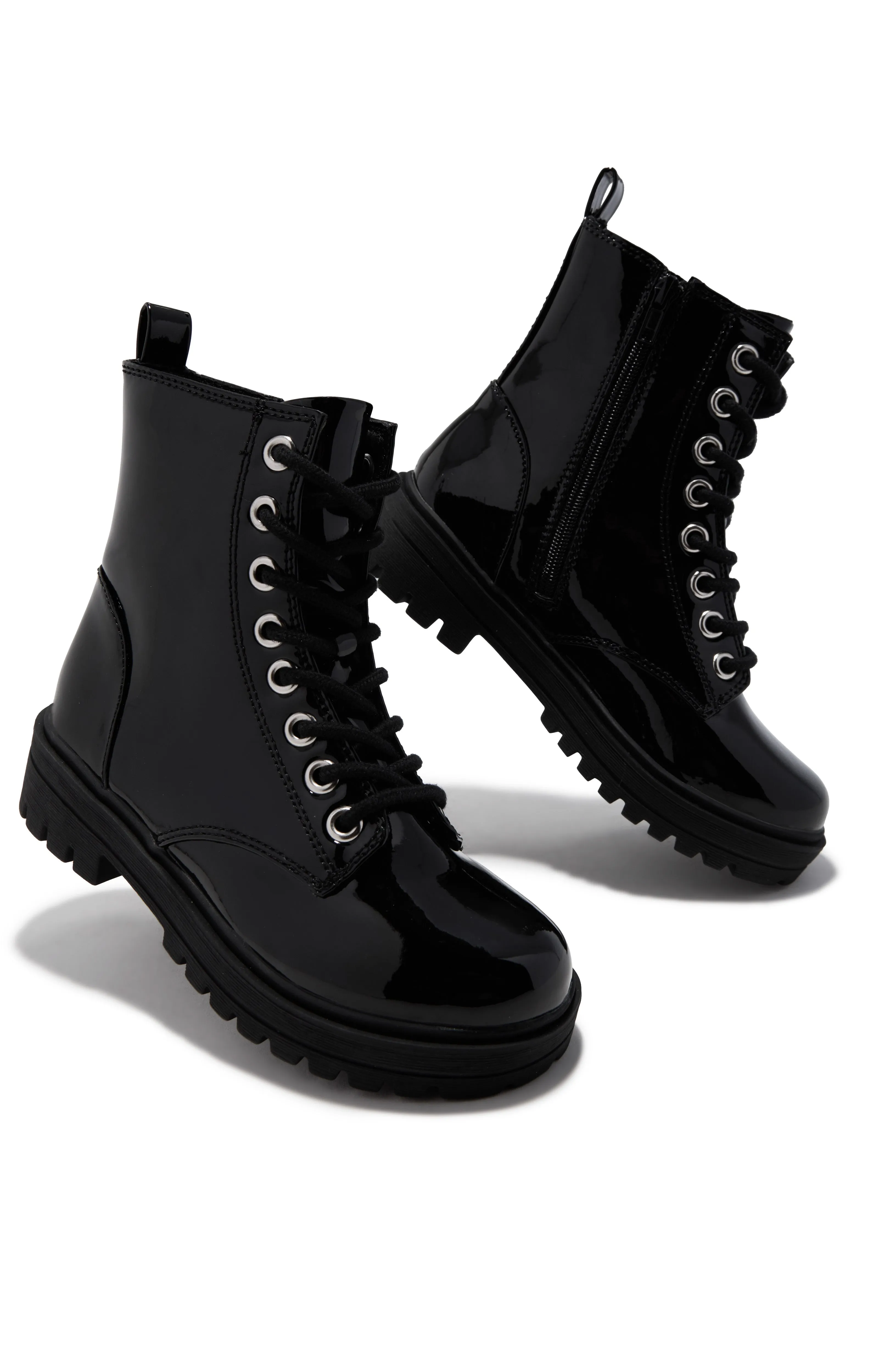 Rylen Lace Up Combat Boots - Black Pat sold by Miss Lola product image thumbnail 3