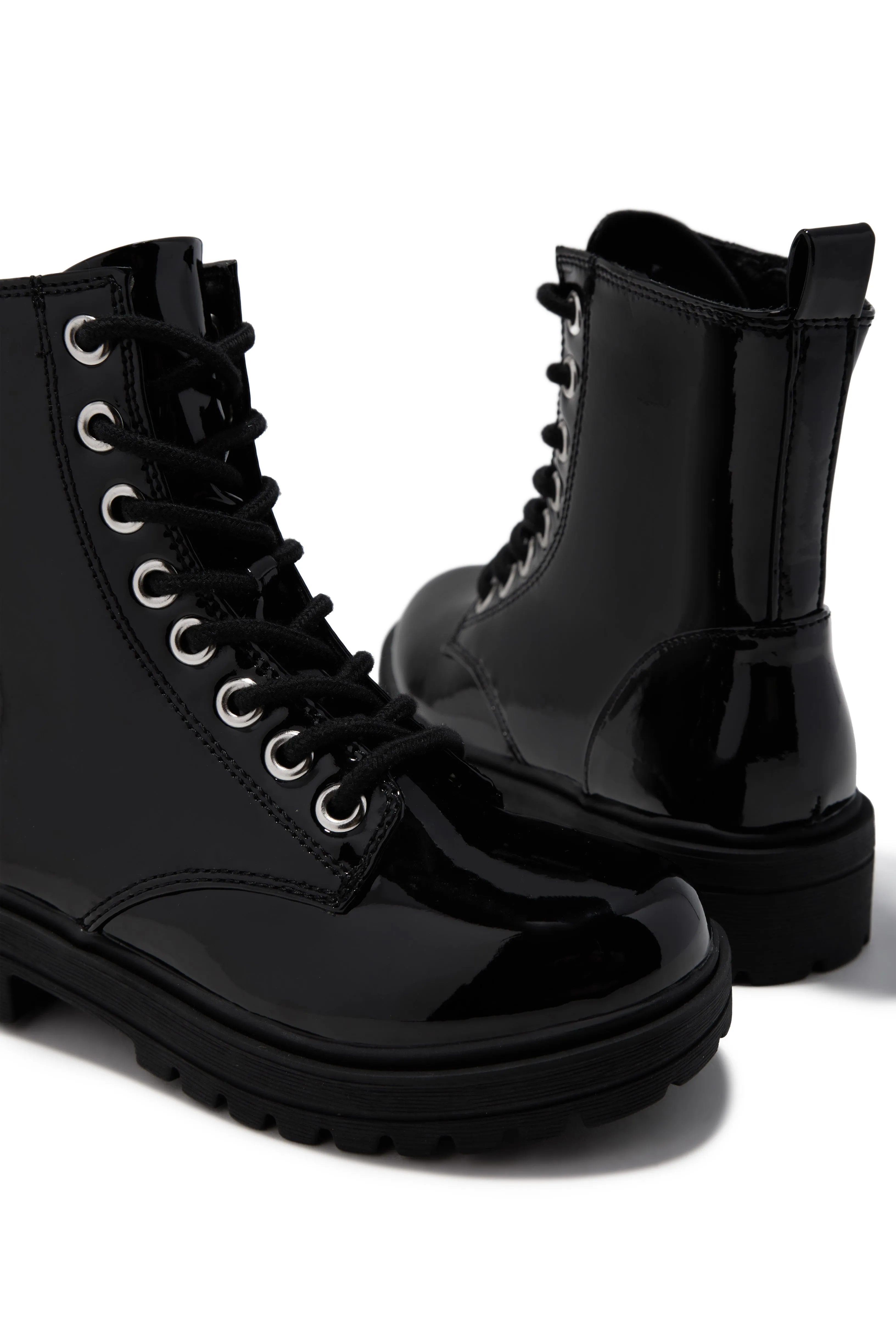 Rylen Lace Up Combat Boots - Black Pat sold by Miss Lola product image thumbnail 4