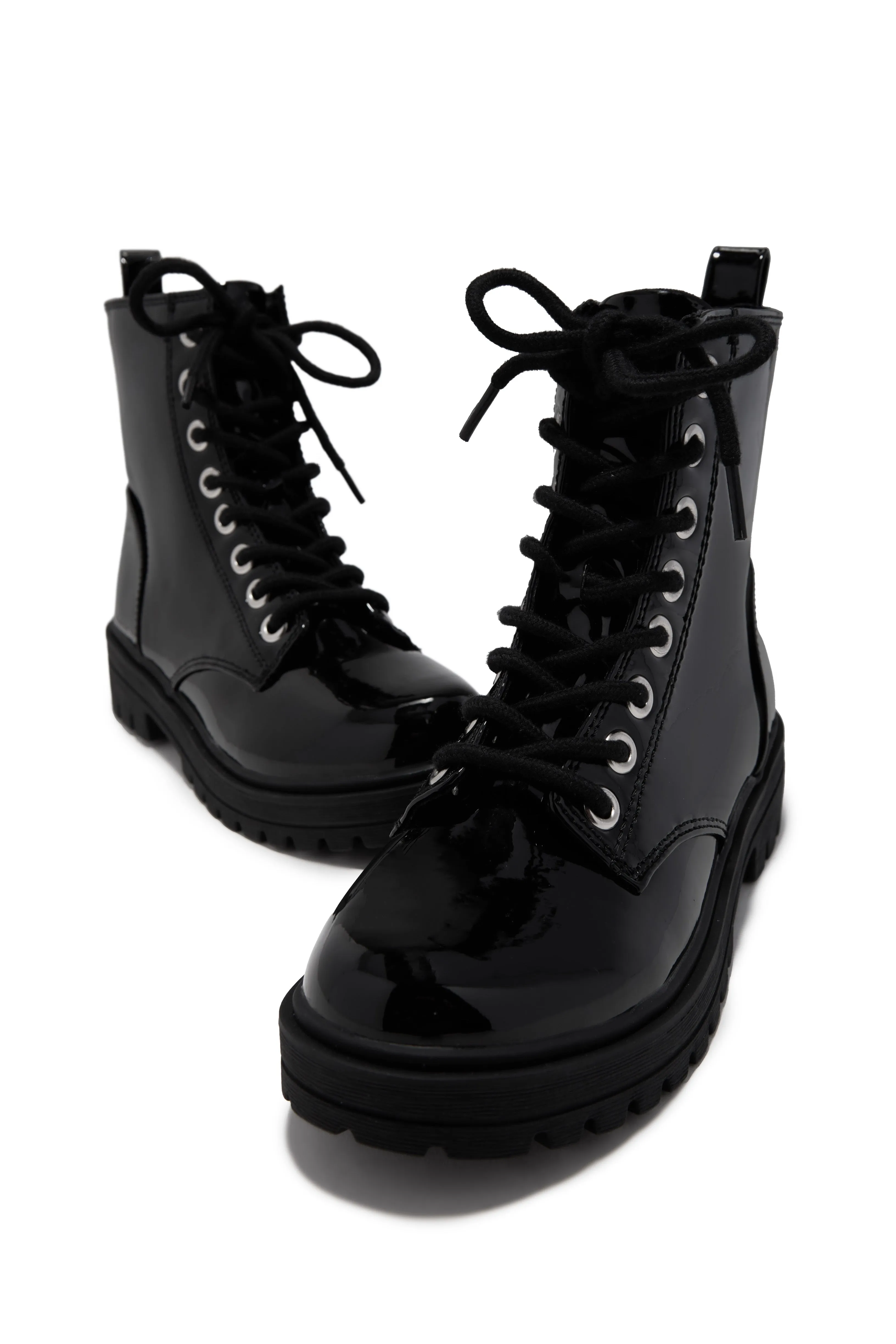 Rylen Lace Up Combat Boots - Black Pat sold by Miss Lola product image thumbnail 2