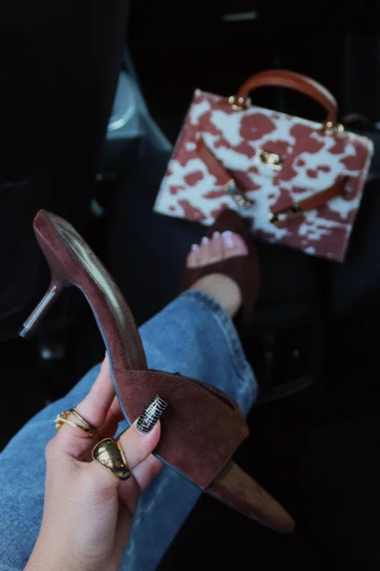 Myra Mid Heel Mules - Brown sold by Miss Lola