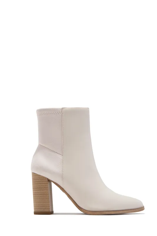 Madelyn Block Heel Ankle Boots - Off White sold by Miss Lola