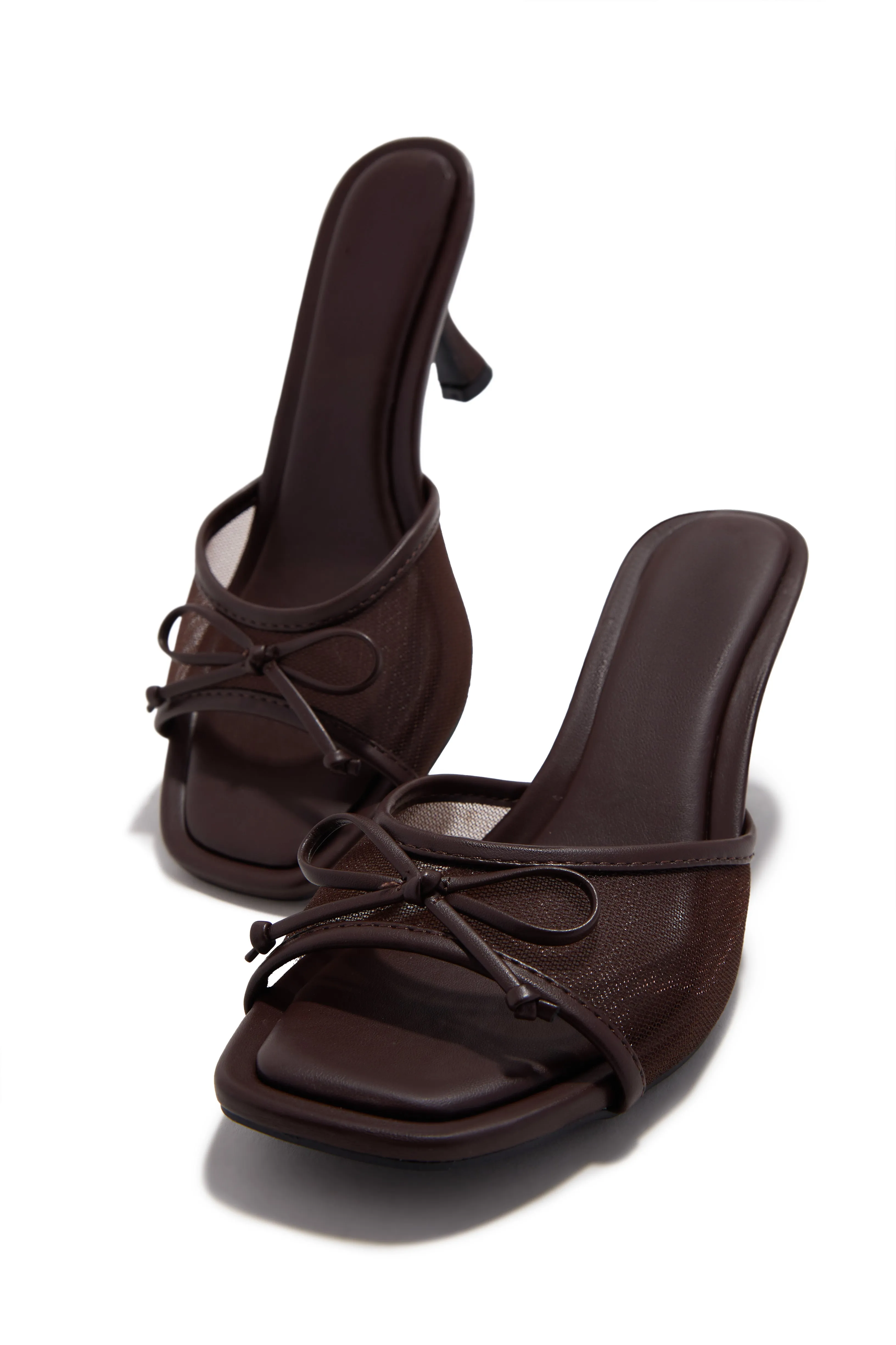 Eliza Mid Heel Mules - Brown sold by Miss Lola