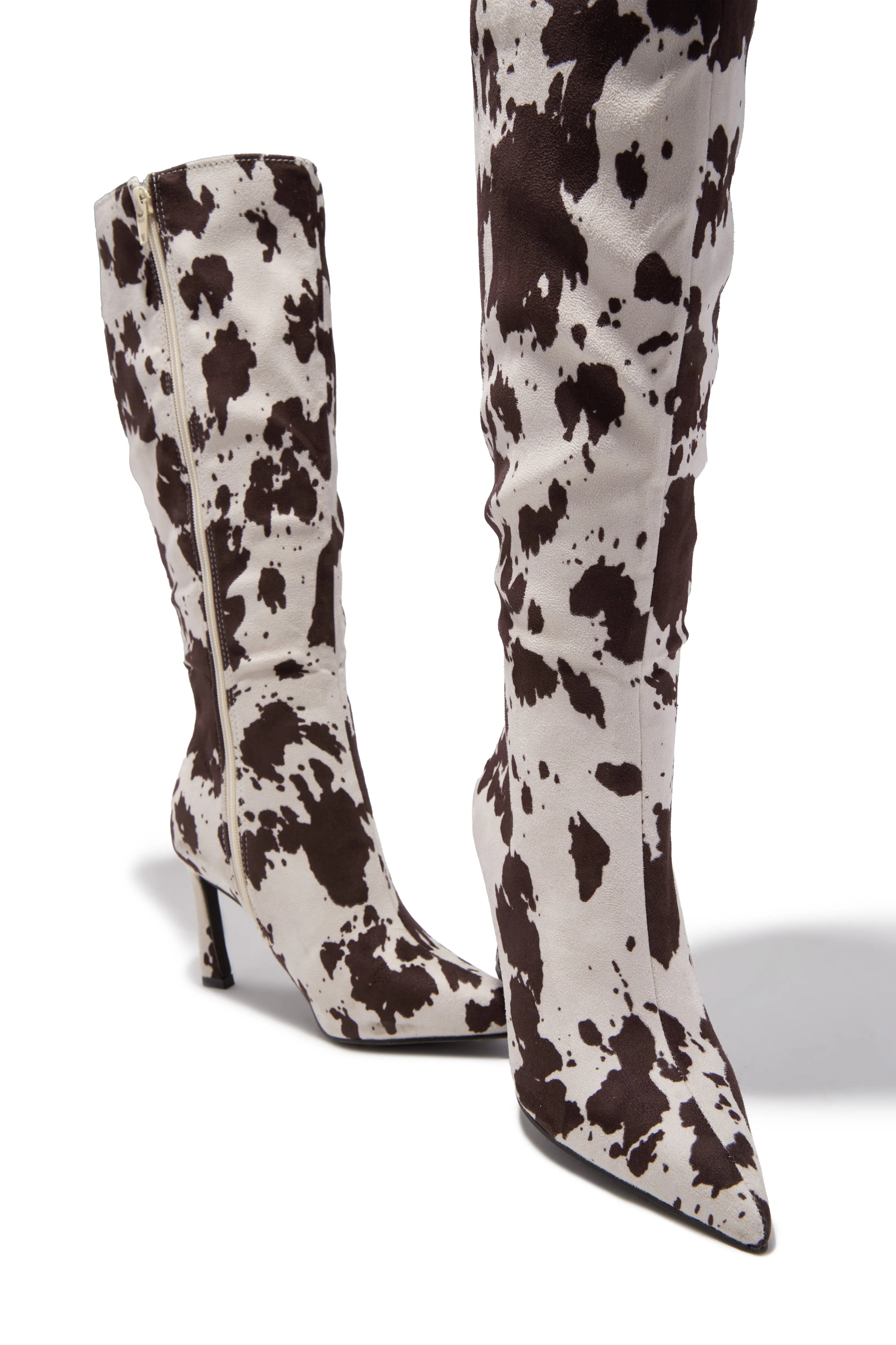 Kymmie Below The Knee Heel Boots - Cow sold by Miss Lola product image thumbnail 3