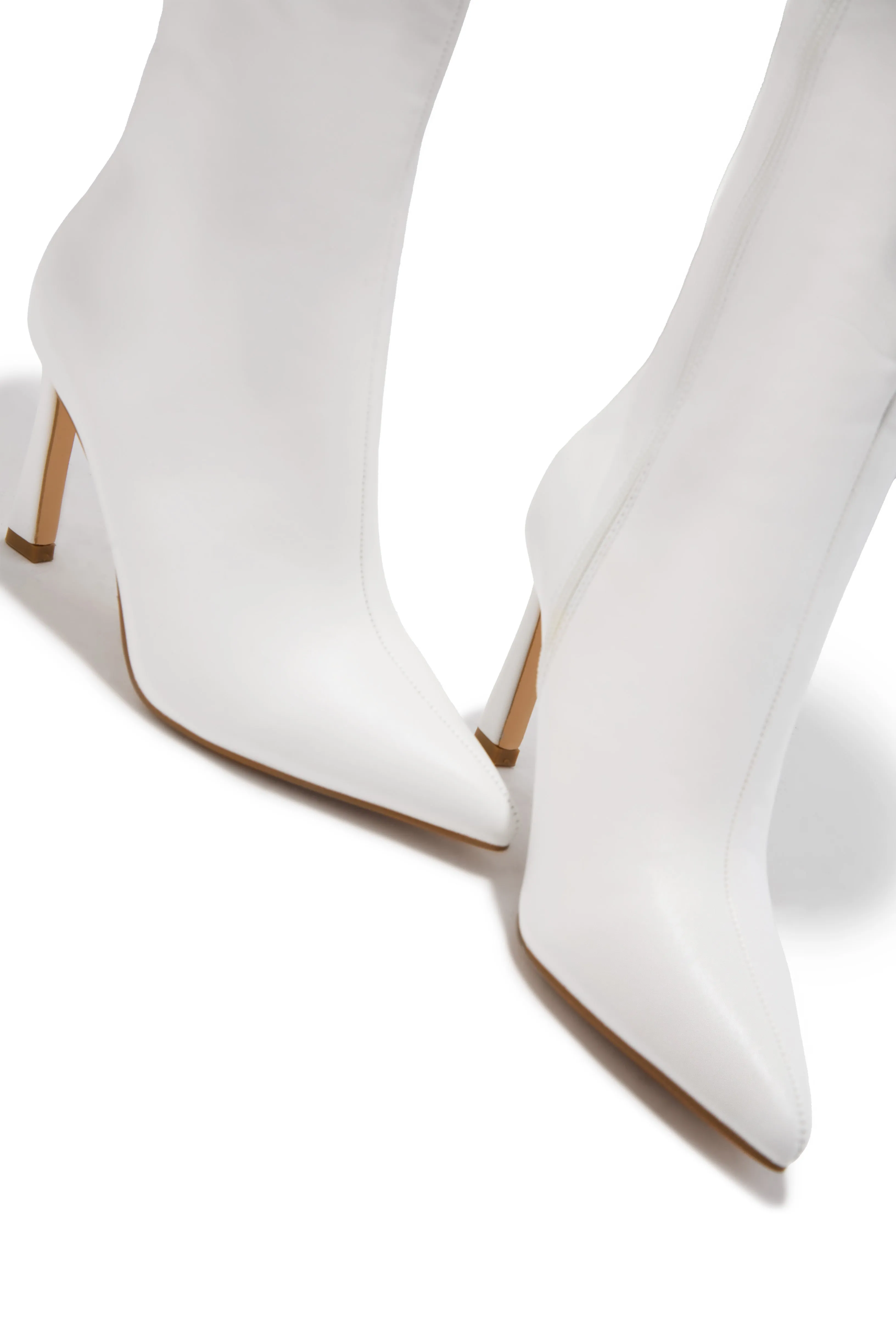 Kymmie Below The Knee Heel Boots - White sold by Miss Lola product image thumbnail 2