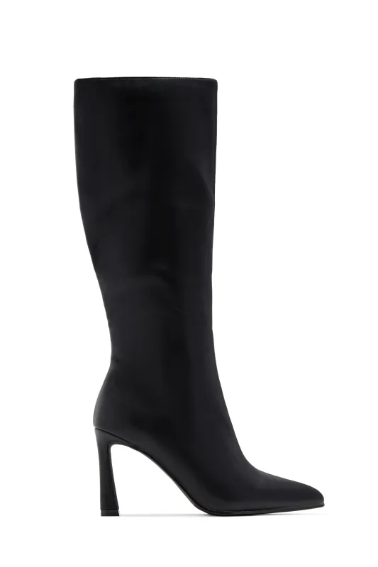 Kymmie Below The Knee Heel Boots - Black sold by Miss Lola