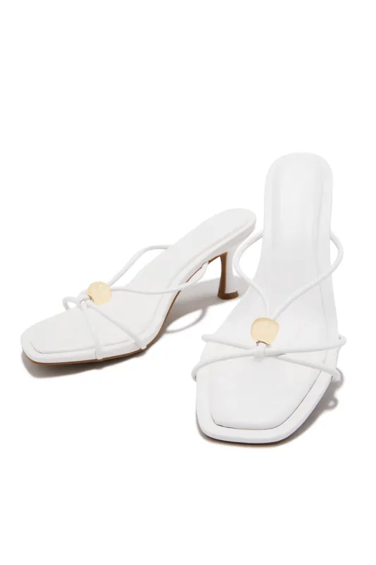 Calia Mid Heel Mules - White sold by Miss Lola