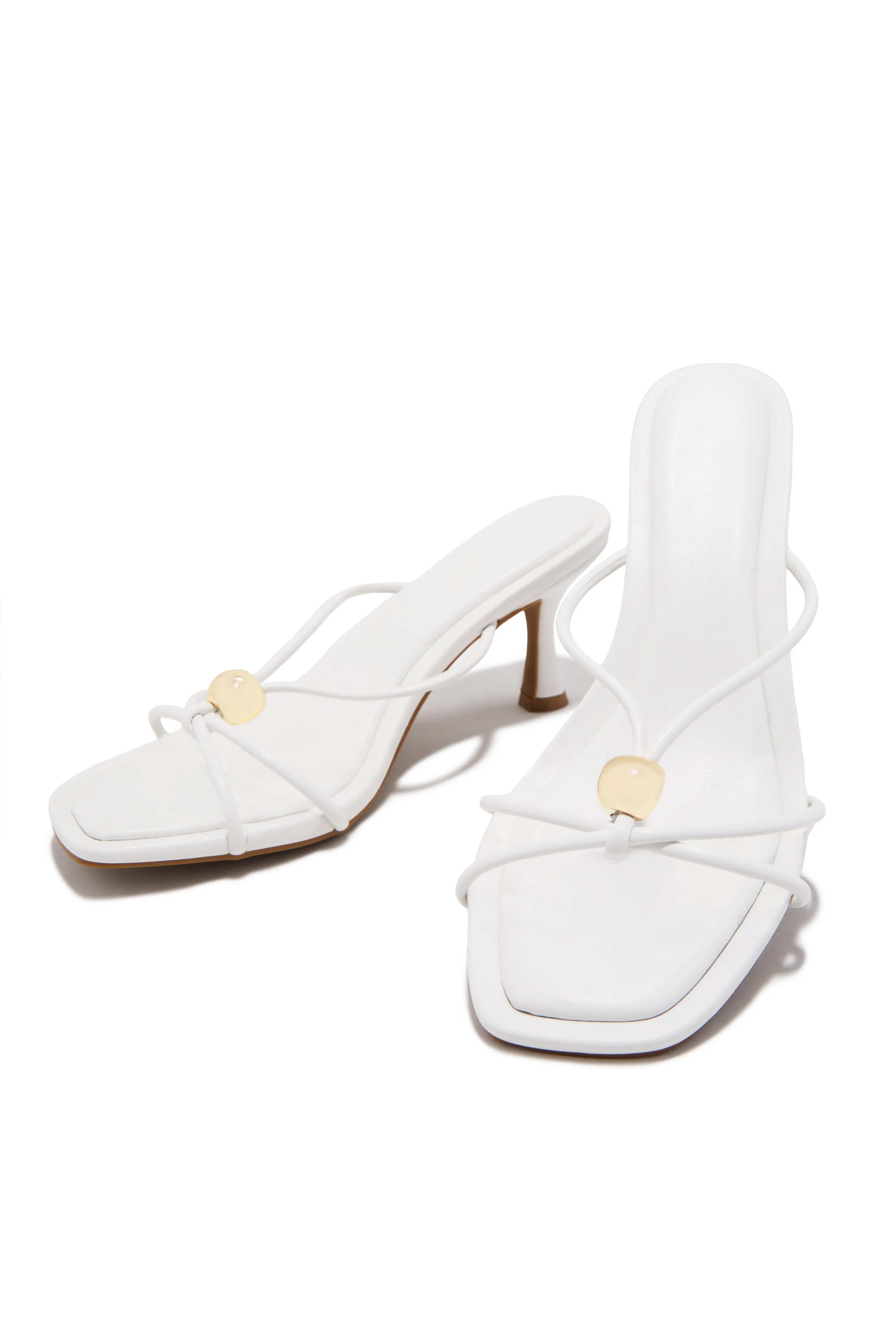 Calia Mid Heel Mules - White sold by Miss Lola