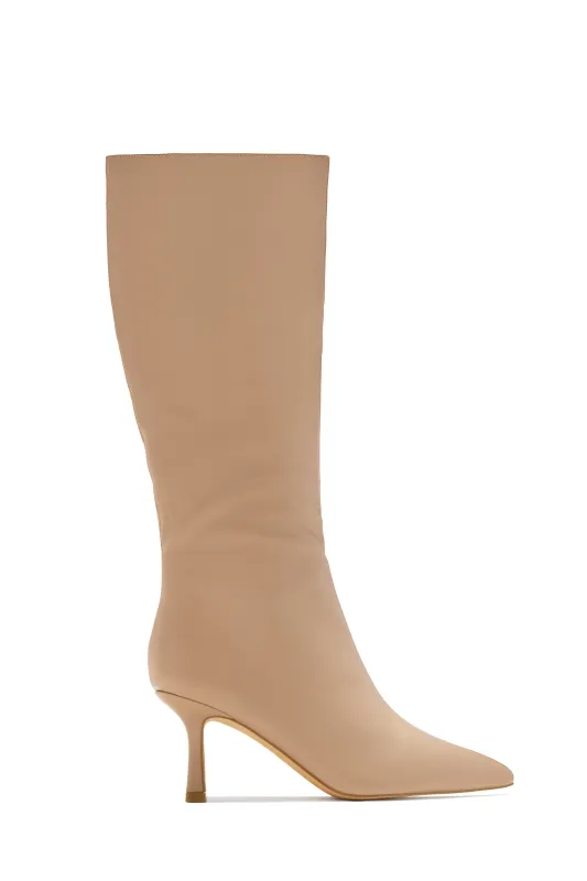 Jaylin Mid Heel Boots - Nude sold by Miss Lola