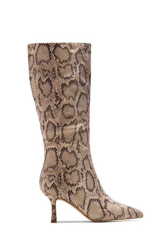 Jaylin Mid Heel Boots - Snake sold by Miss Lola