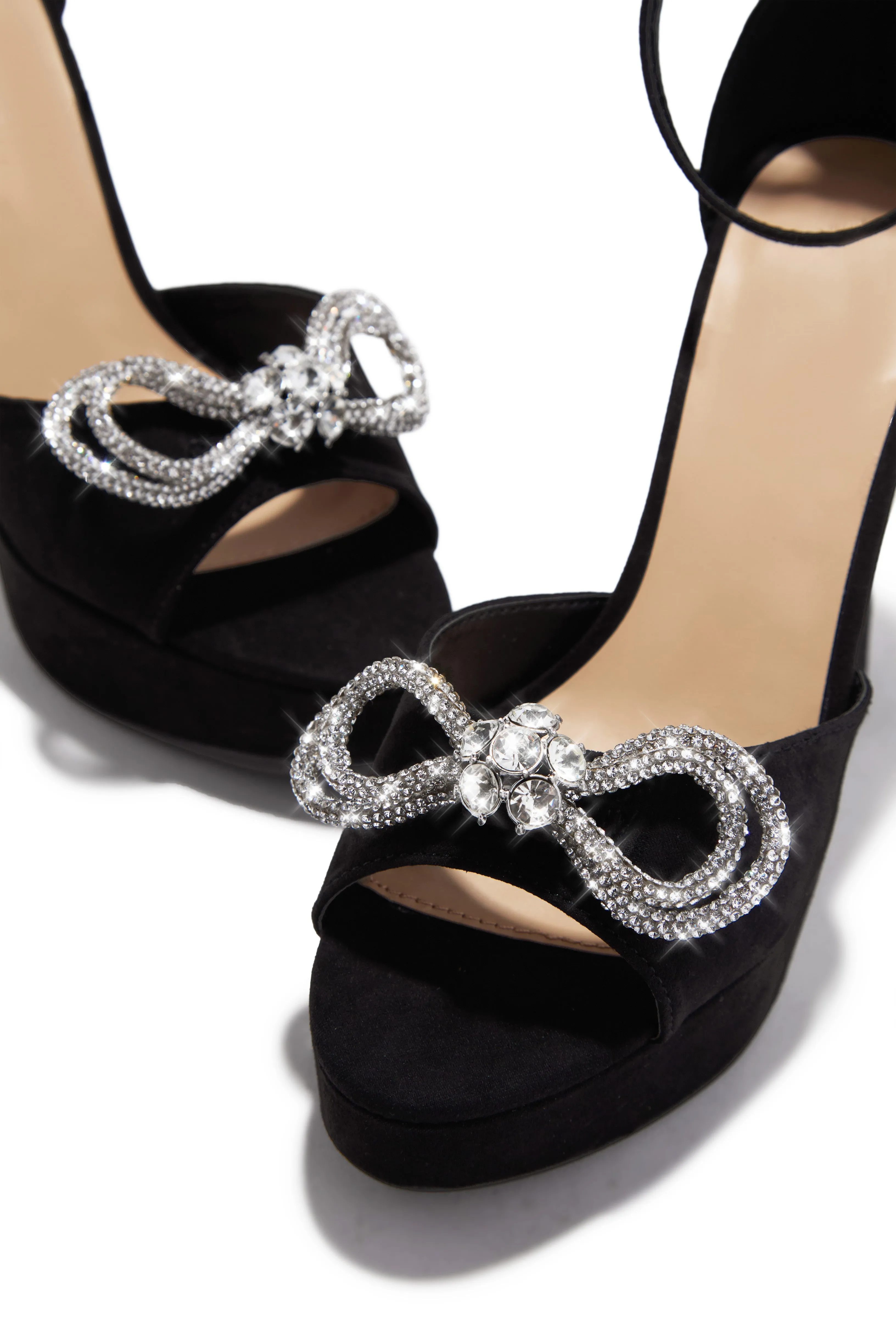 Caitelyn Embellished Bow Platform Block Heels - Black sold by Miss Lola product image thumbnail 2