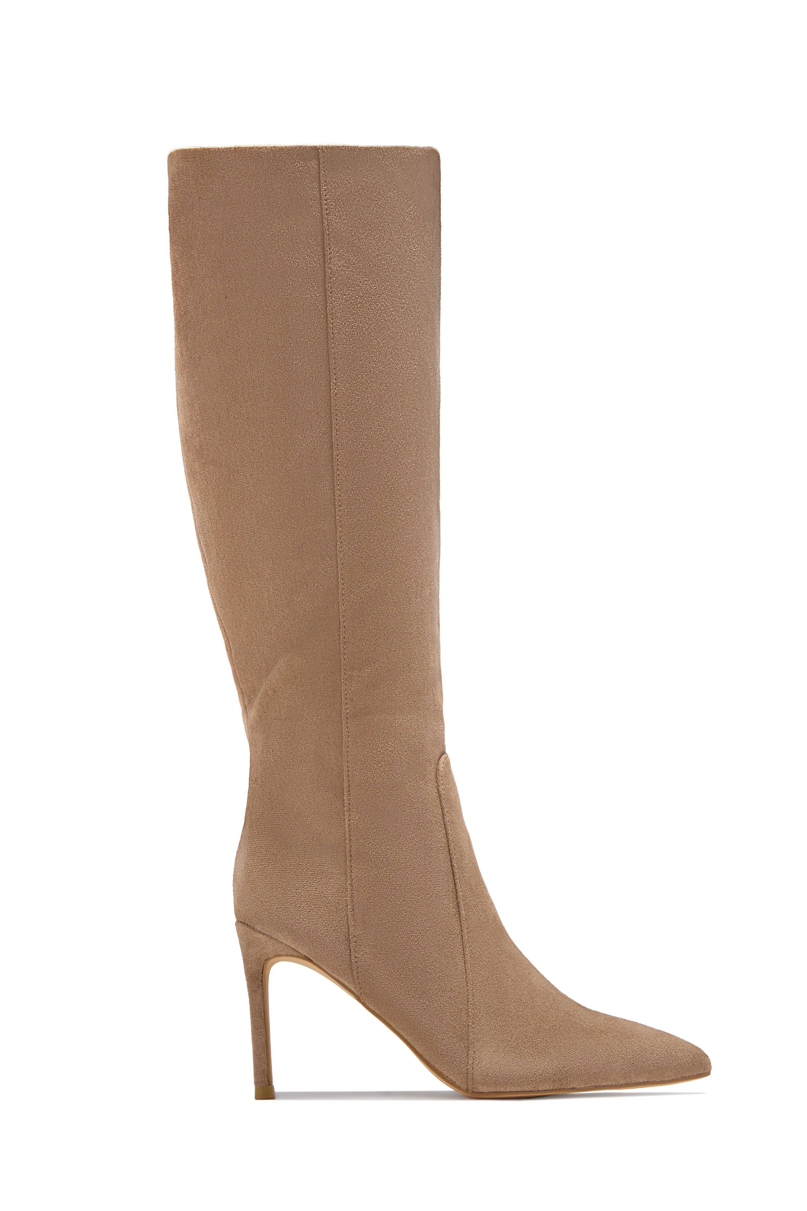 Daniella Below The Knee Heel Boots - Nude sold by Miss Lola