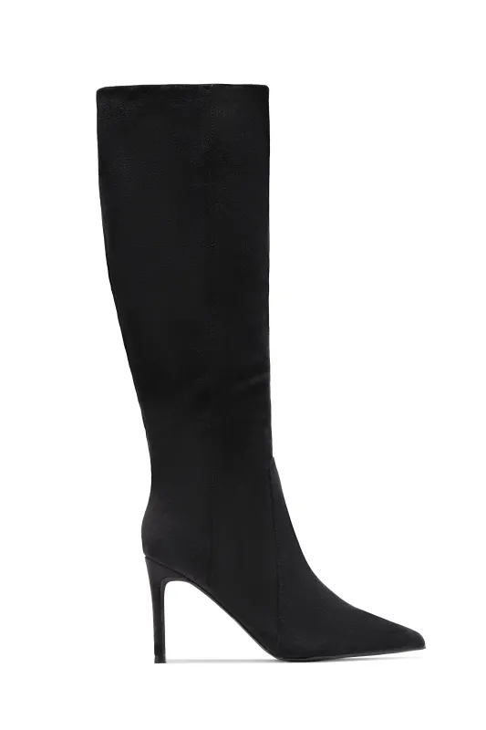 Daniella Below The Knee Heel Boots - Black sold by Miss Lola