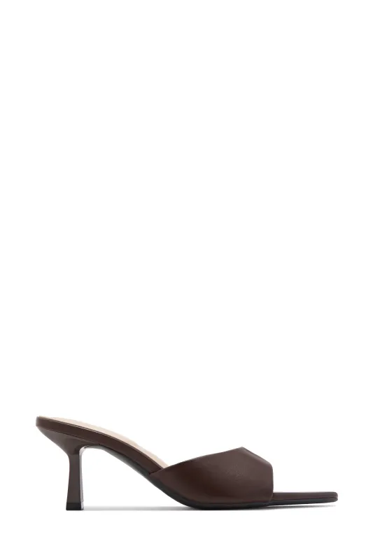Hallie Pointed Toe Mid Heel Mules - Brown sold by Miss Lola