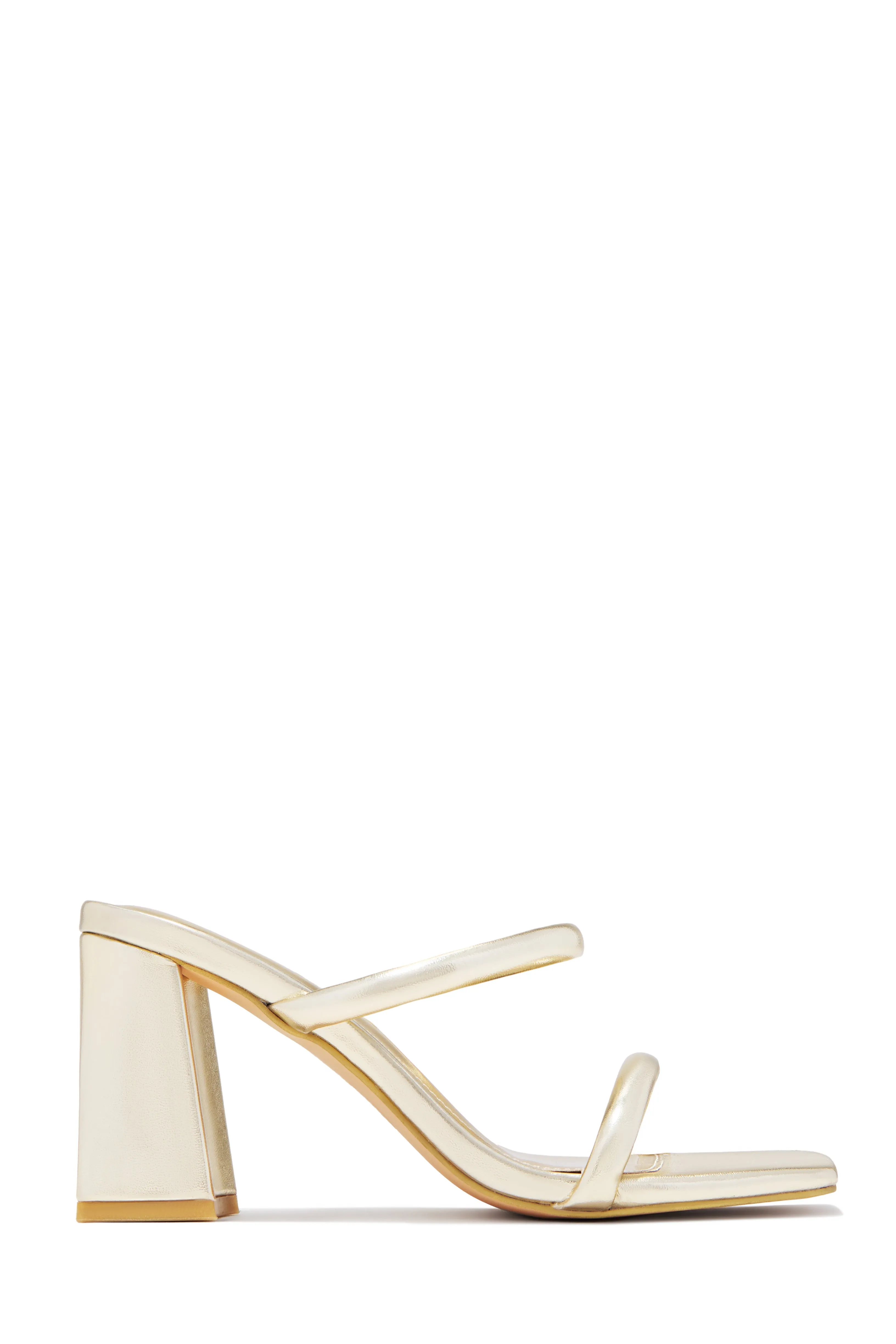 Yesenia Block Mid Heel Mules - Gold sold by Miss Lola