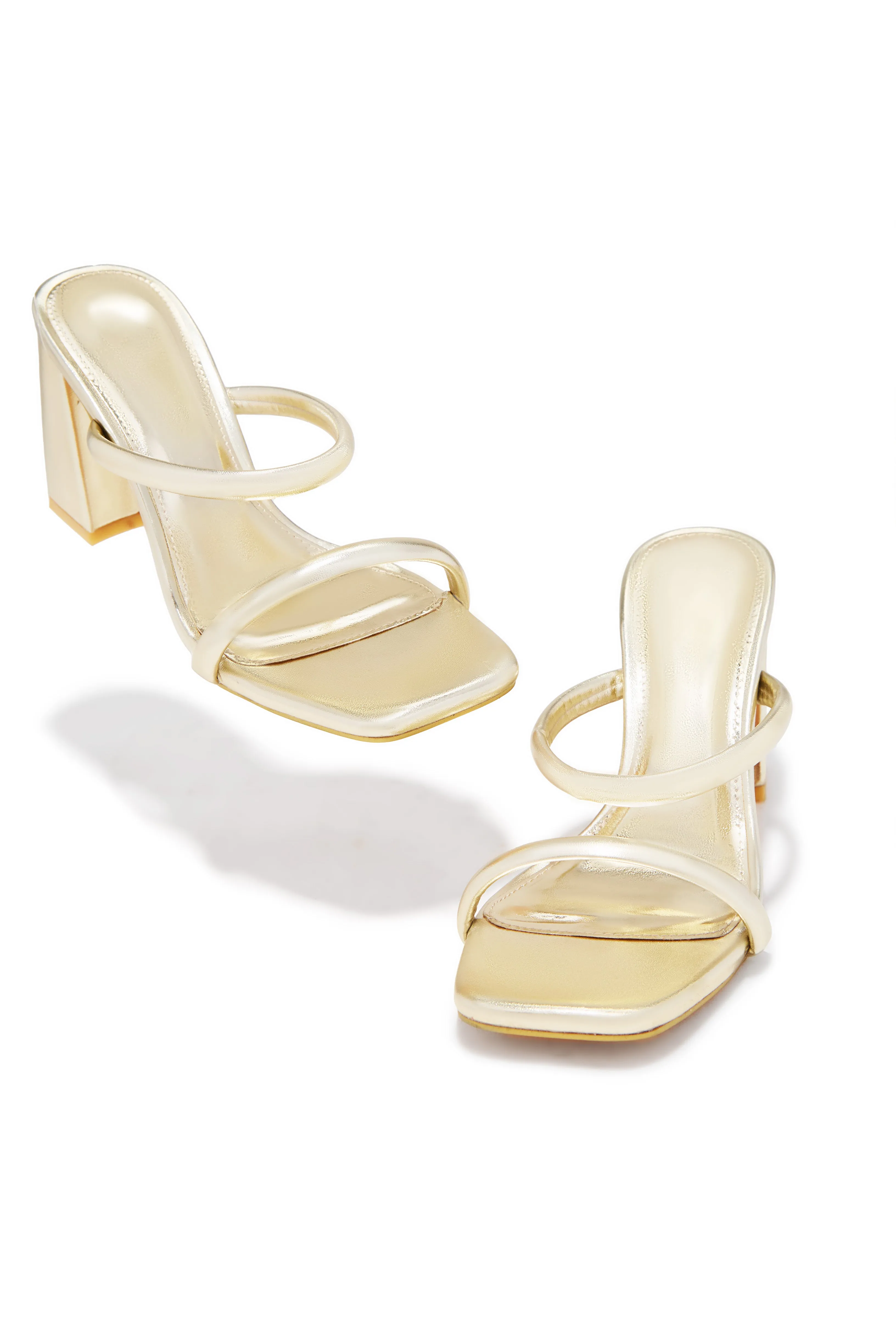 Yesenia Block Mid Heel Mules - Gold sold by Miss Lola product image thumbnail 3