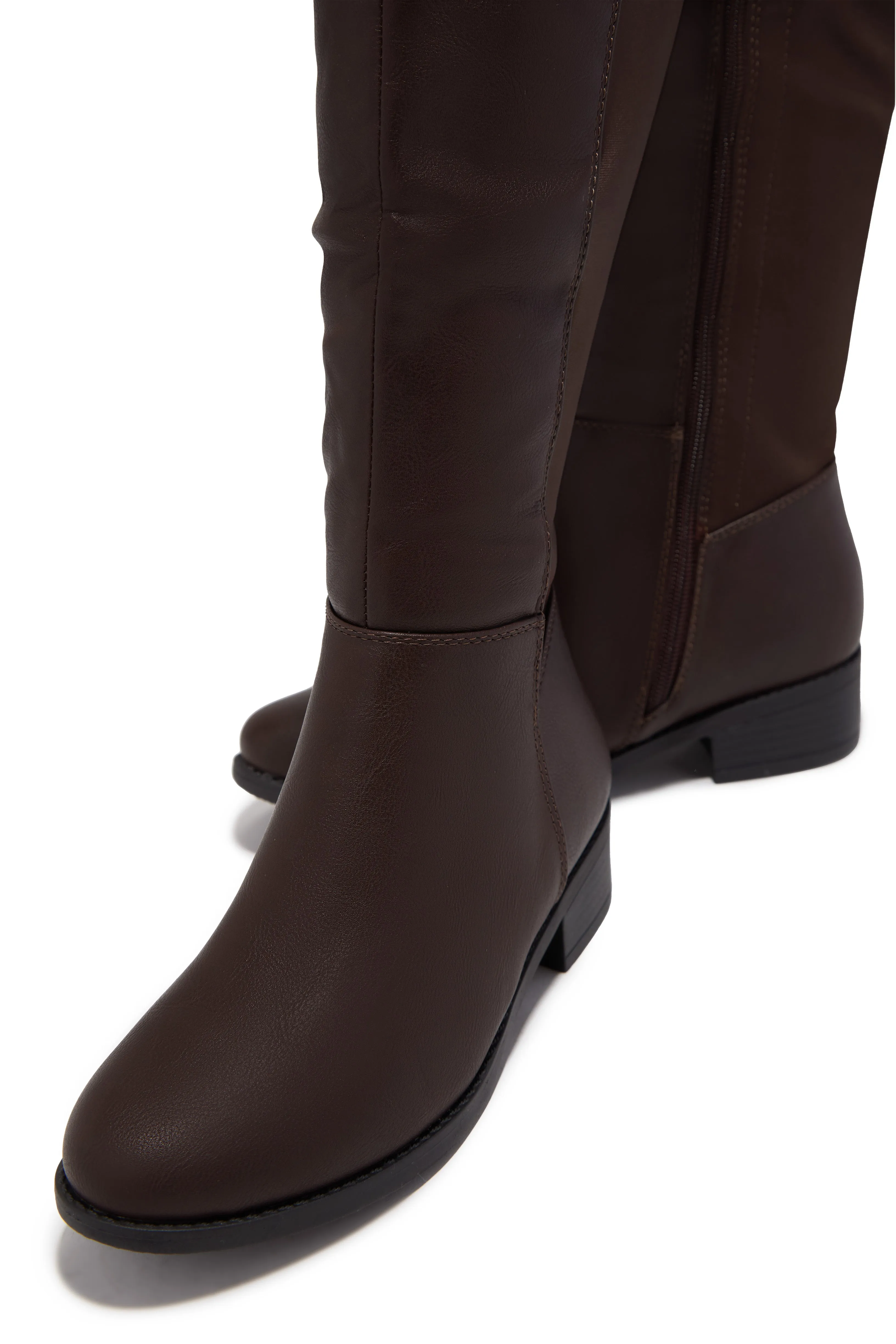 London Flat Over The Knee Boots - Brown PU sold by Miss Lola product image thumbnail 4