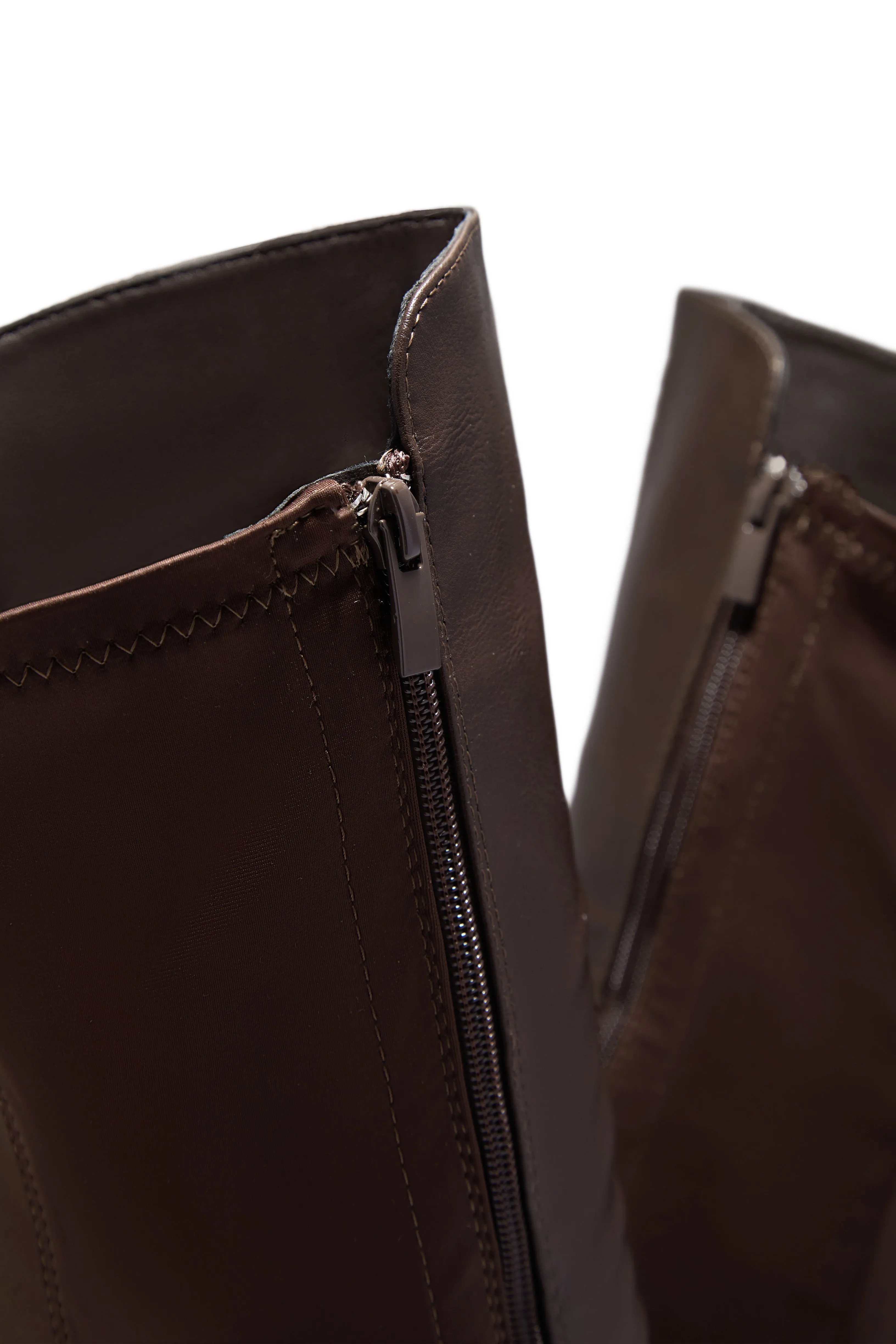 London Flat Over The Knee Boots - Brown PU sold by Miss Lola product image thumbnail 3