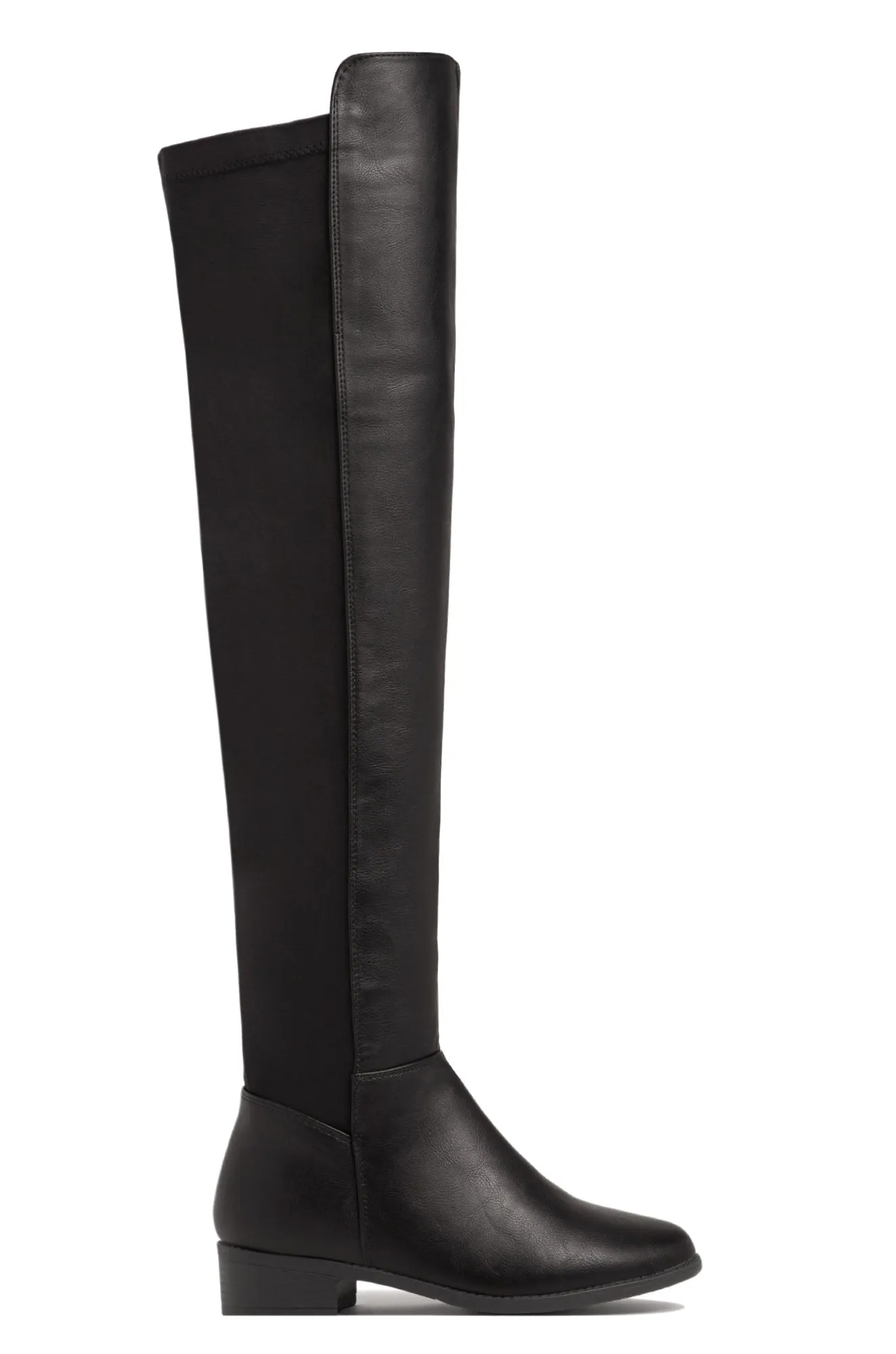 London Flat Over The Knee Boots - Black PU sold by Miss Lola product image thumbnail 2