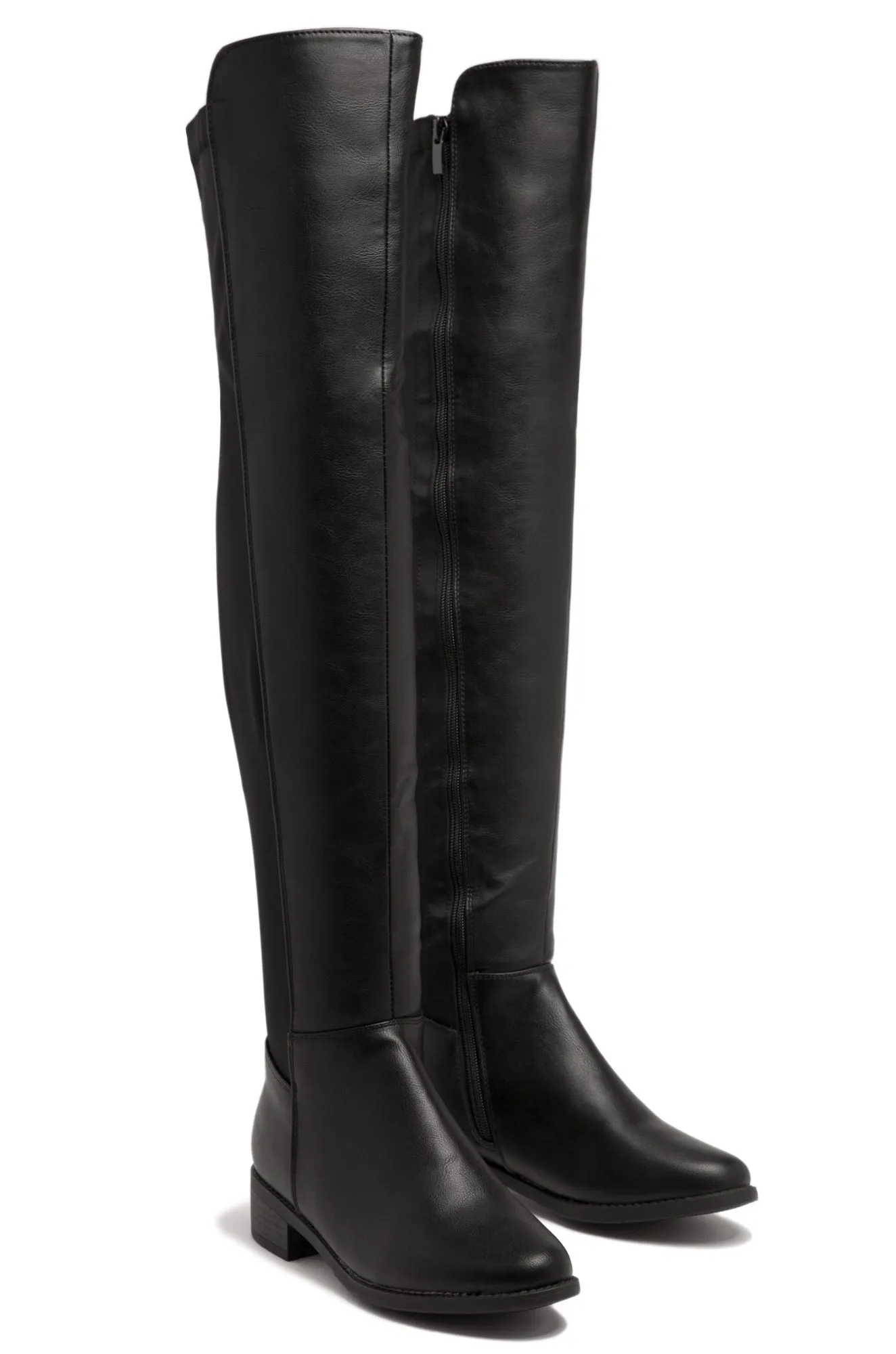 London Flat Over The Knee Boots - Black PU sold by Miss Lola product image thumbnail 4