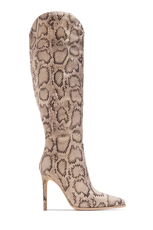 Dakota High Heel Boots - Snake sold by Miss Lola