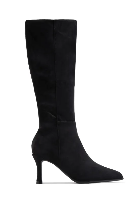 Zama Knee High Heel Boots - Black Suede sold by Miss Lola