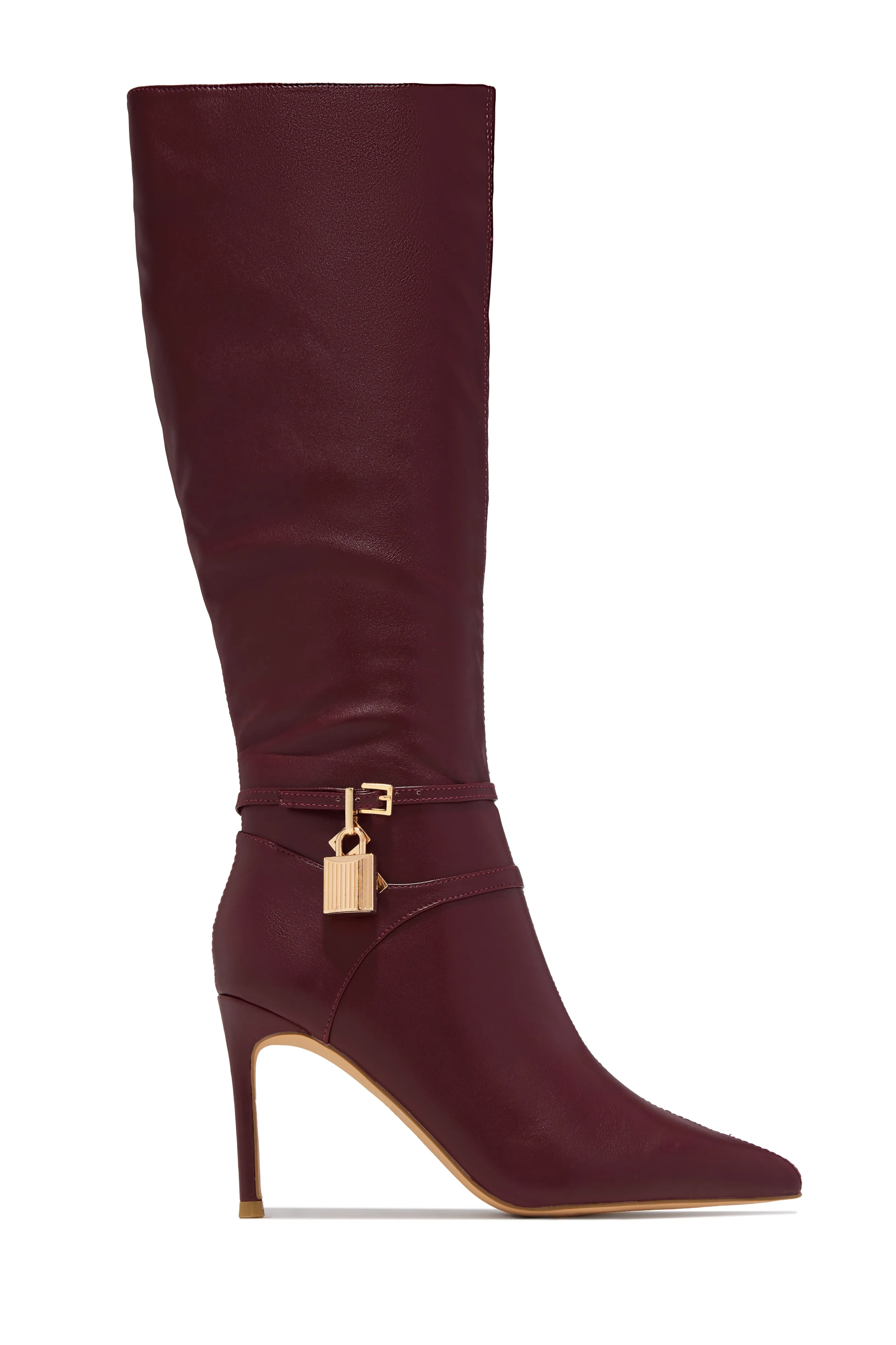 Kya Below The Knee Heel Boots - Wine sold by Miss Lola product image thumbnail 3