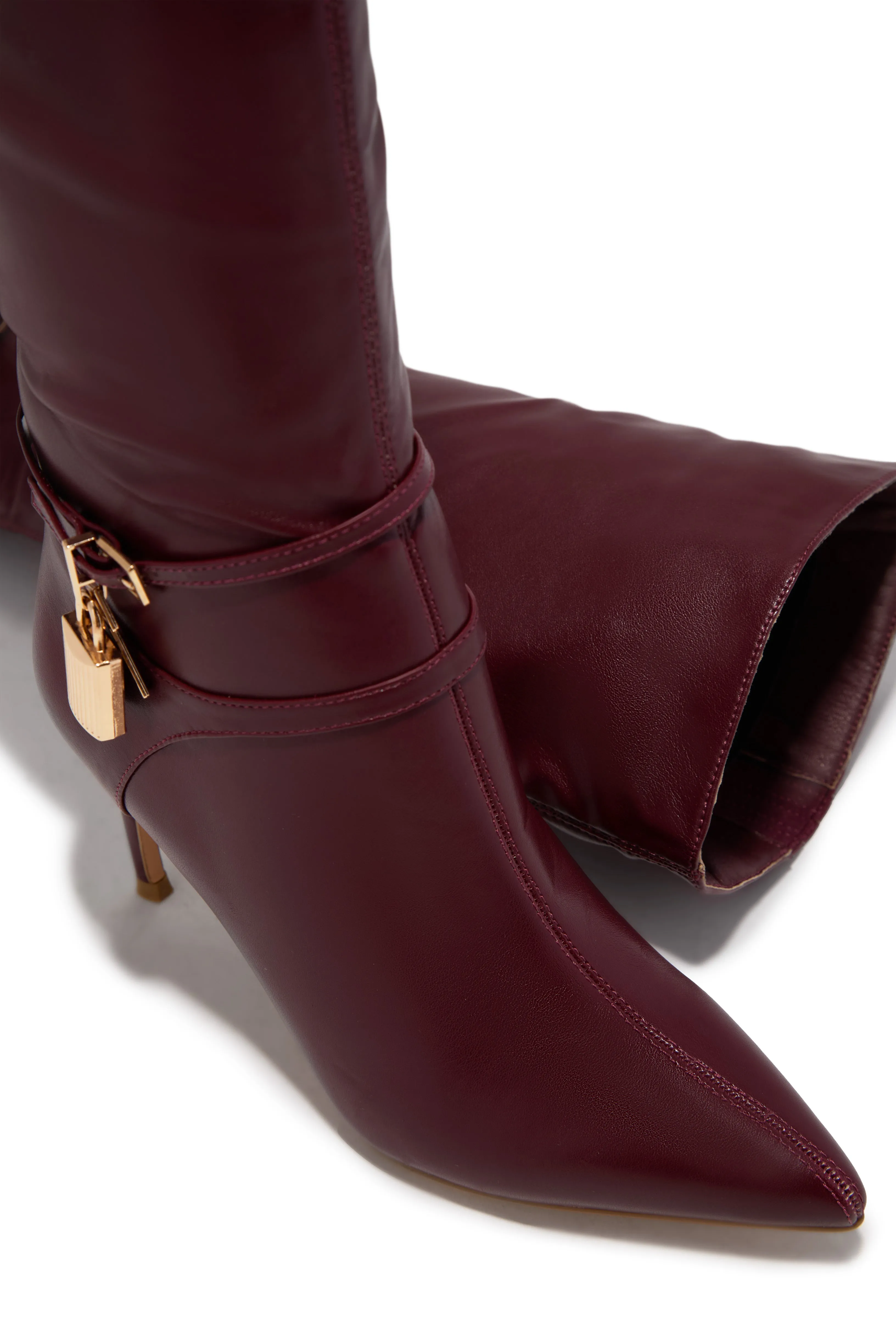 Kya Below The Knee Heel Boots - Wine sold by Miss Lola product image thumbnail 2