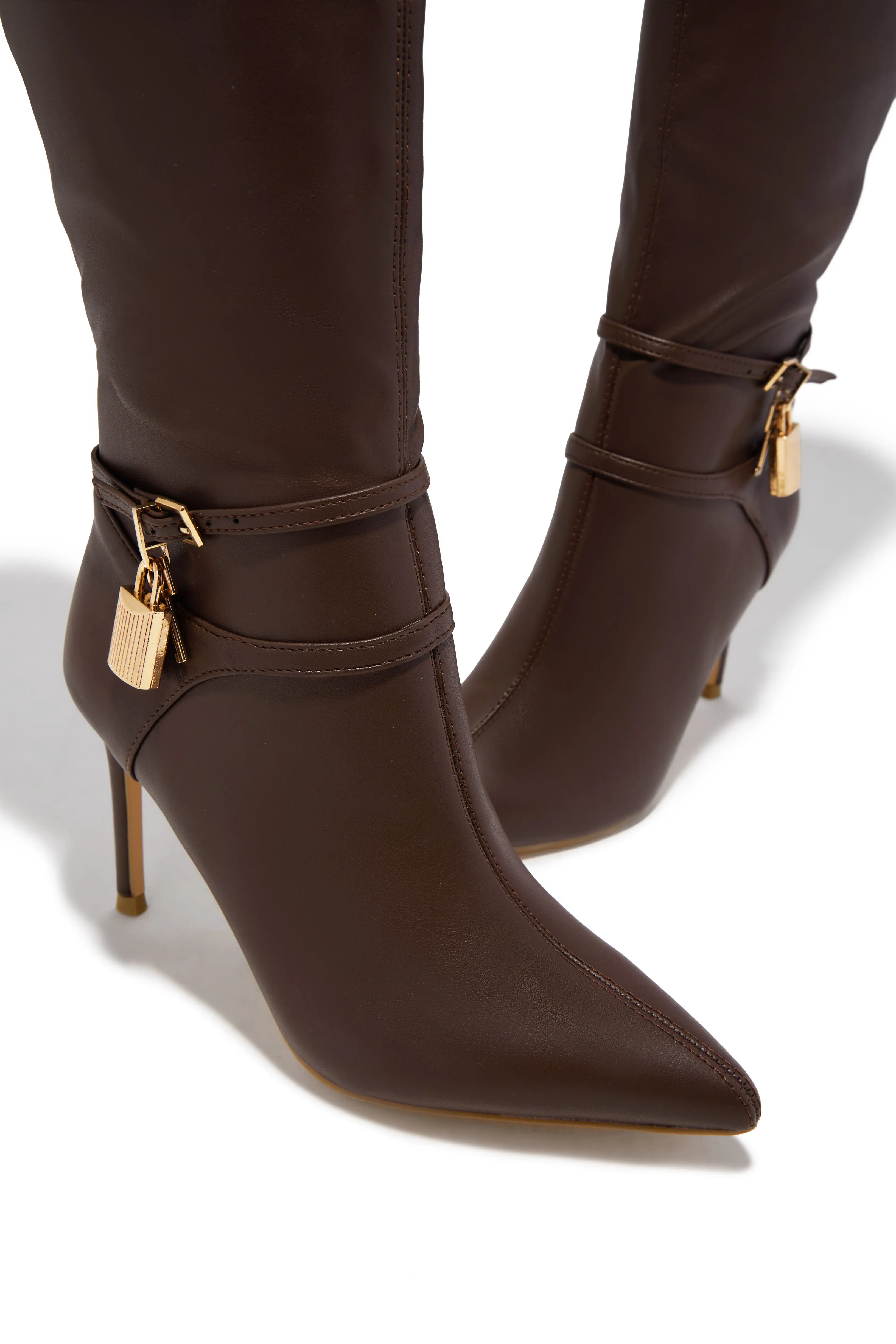 Kya Below The Knee Heel Boots - Brown sold by Miss Lola product image thumbnail 2