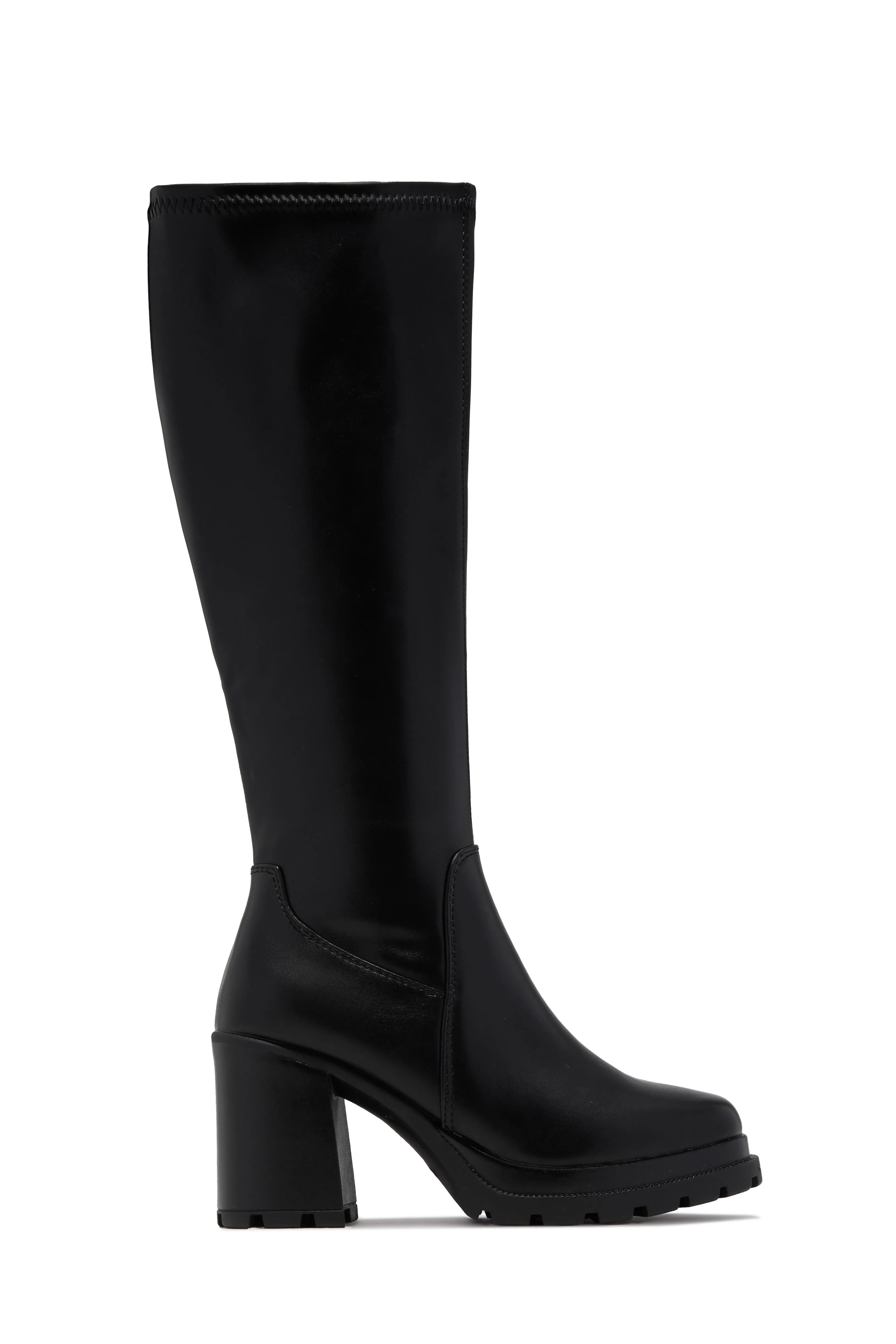 Addie Lug Sole Block Heel Boots - Black sold by Miss Lola product image thumbnail 3