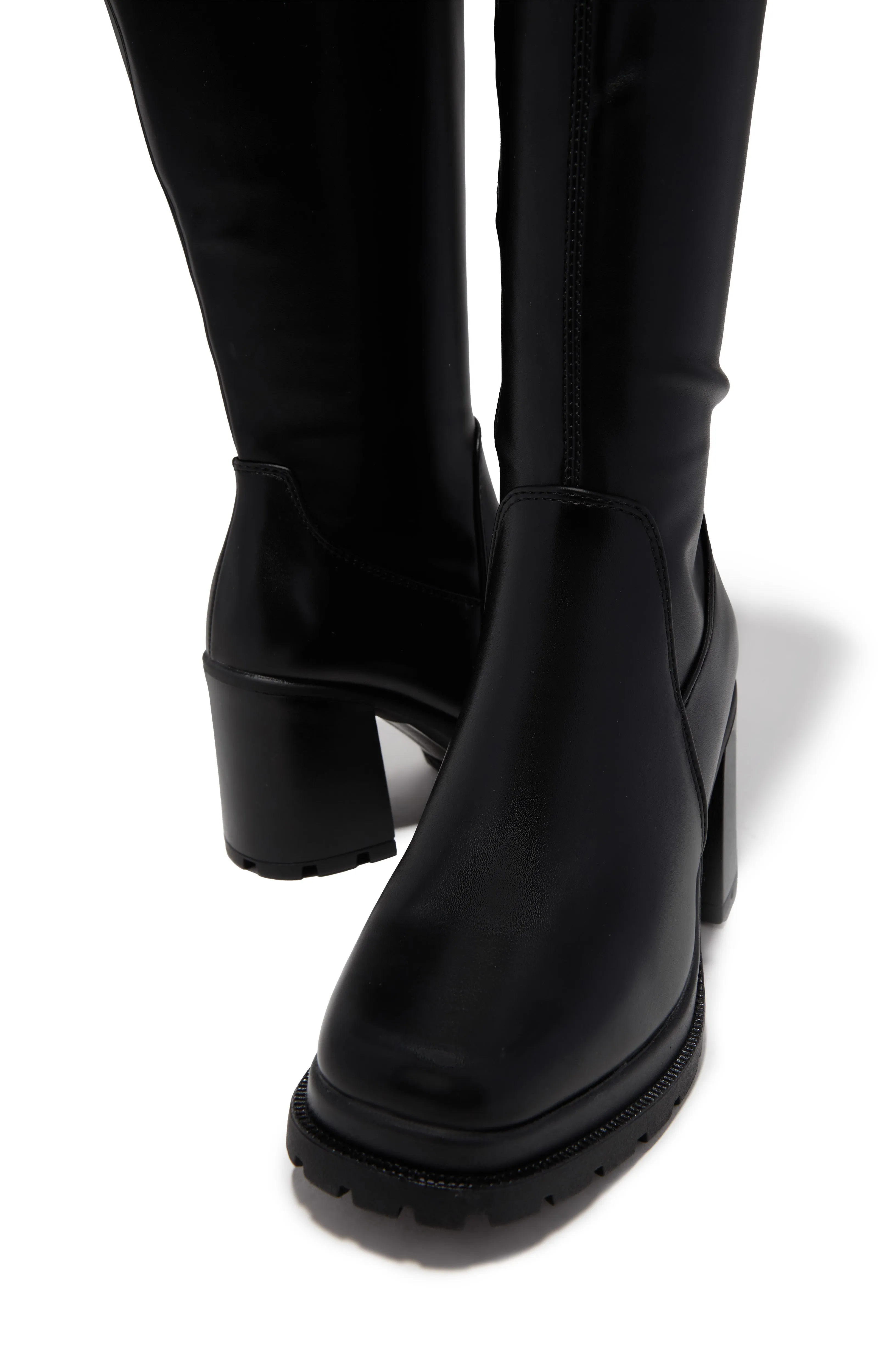 Addie Lug Sole Block Heel Boots - Black sold by Miss Lola product image thumbnail 2