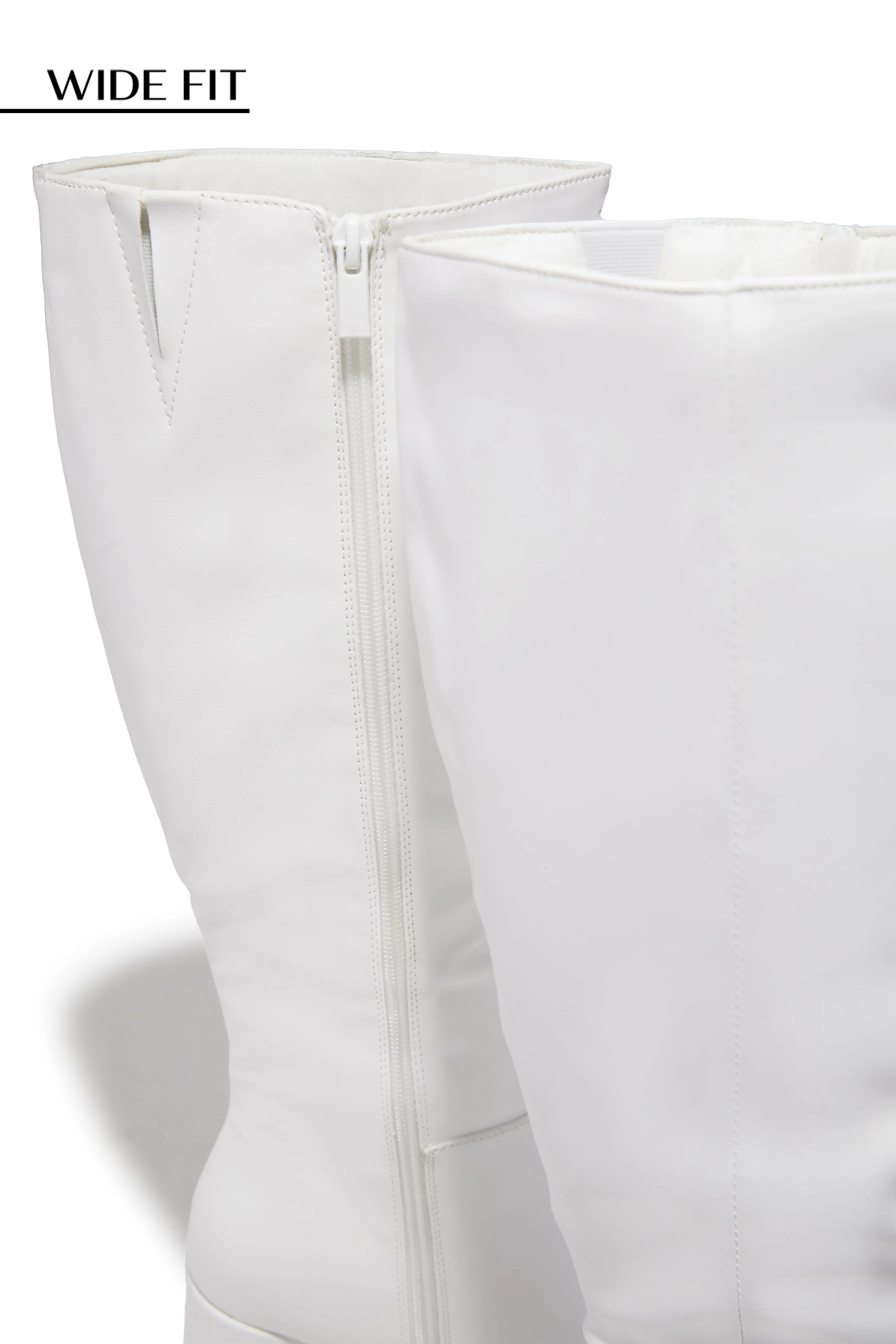 Hudson Wide Fit Platform Block Heel Boots - White sold by Miss Lola product image thumbnail 3