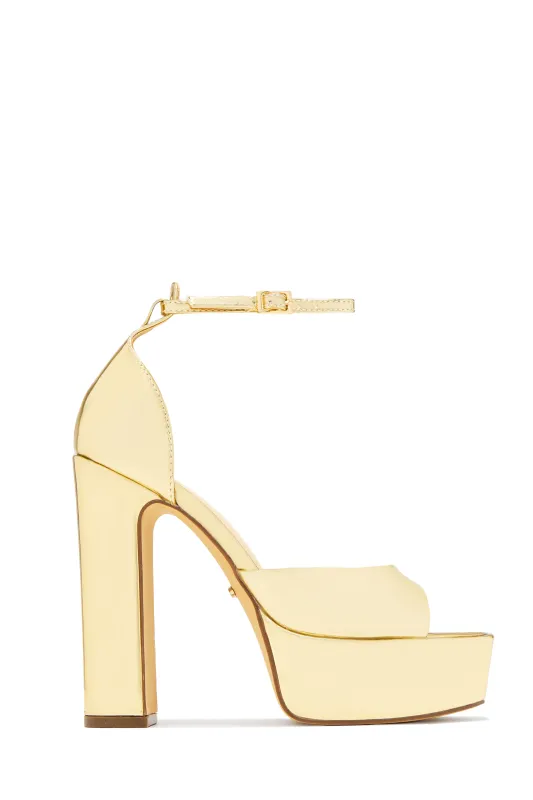Aliyah Platform Block Heels - Gold sold by Miss Lola