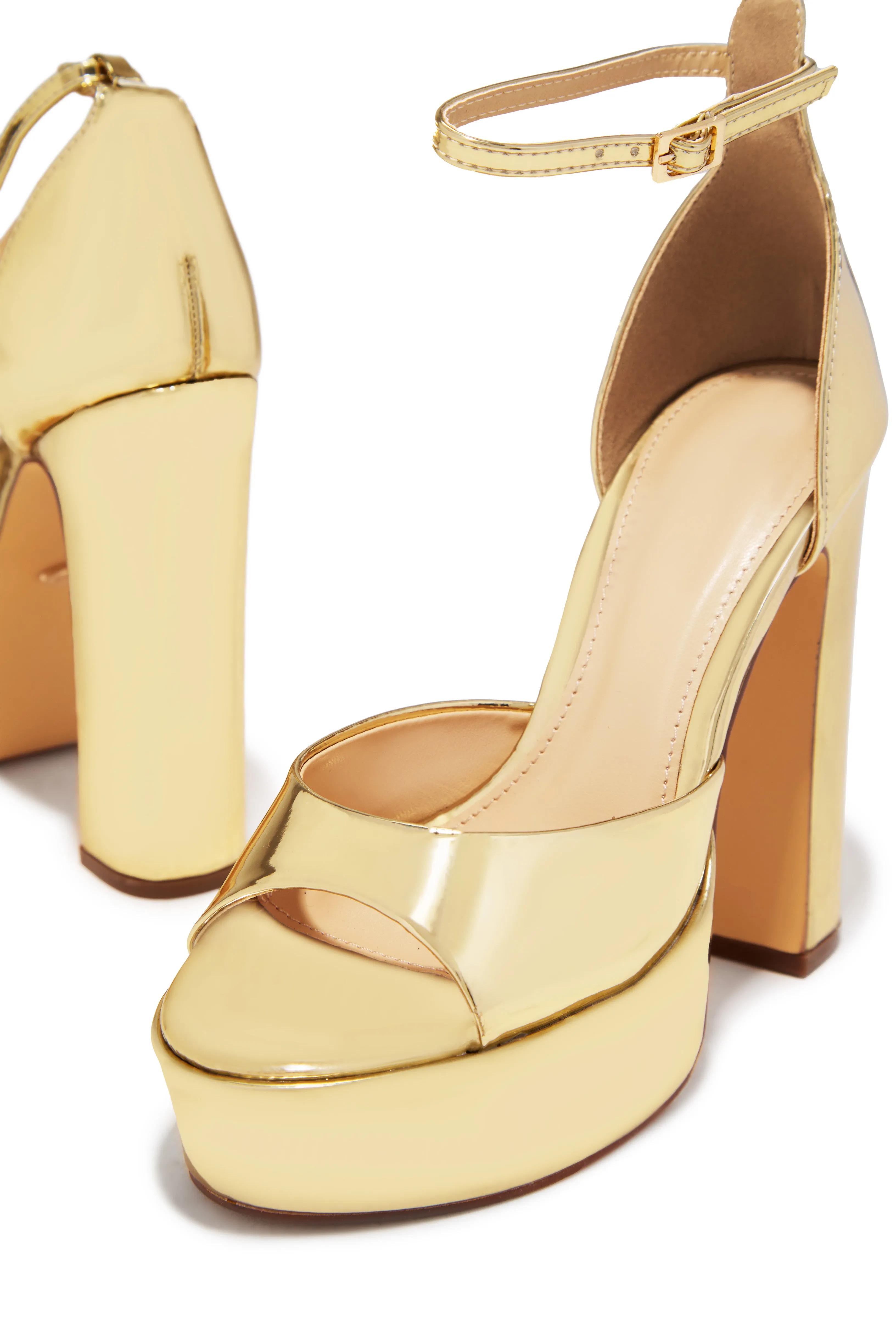 Aliyah Platform Block Heels - Gold sold by Miss Lola product image thumbnail 2