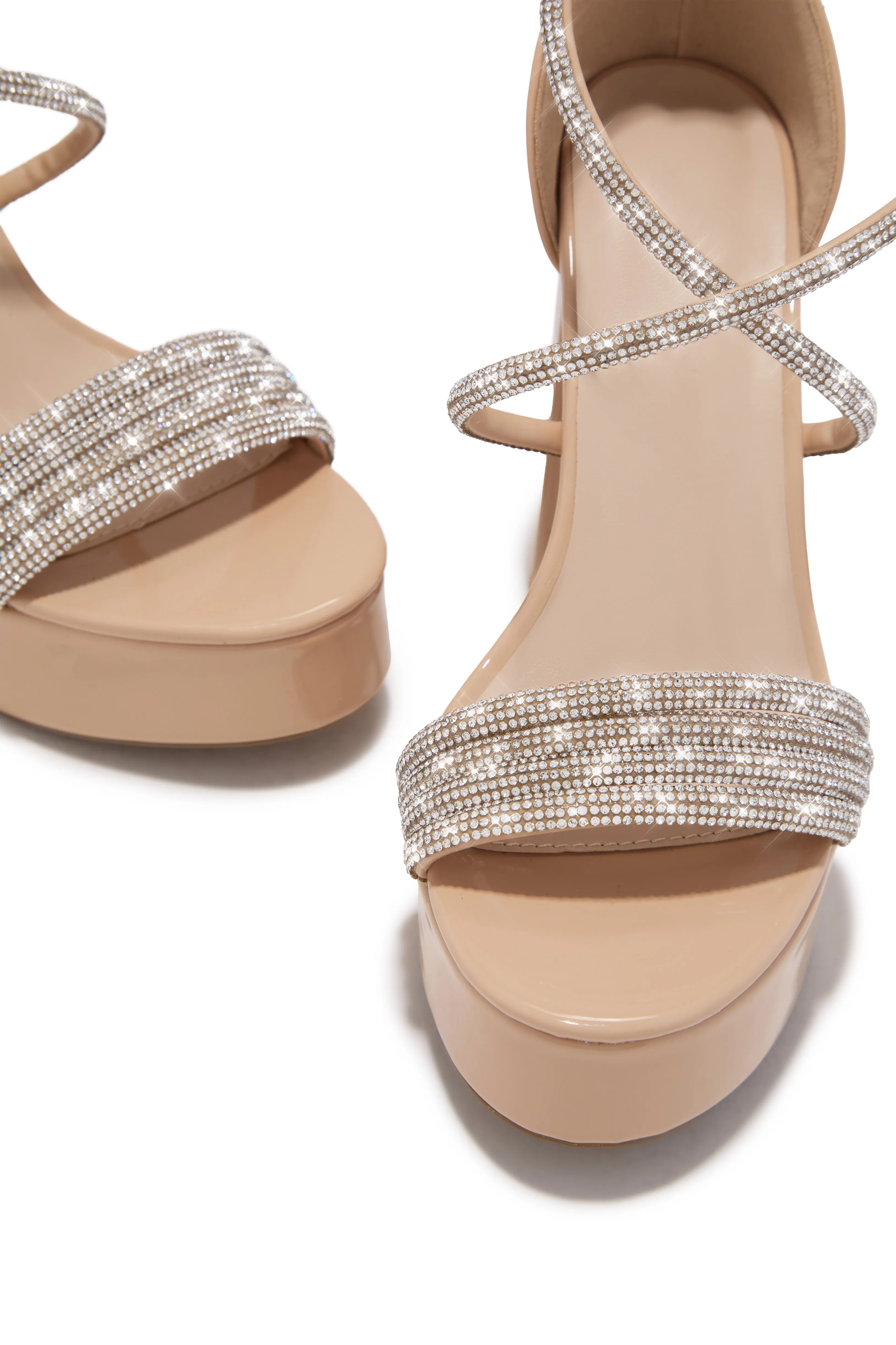 Special Nights Embellished Platform Block Heels - Nude sold by Miss Lola product image thumbnail 2