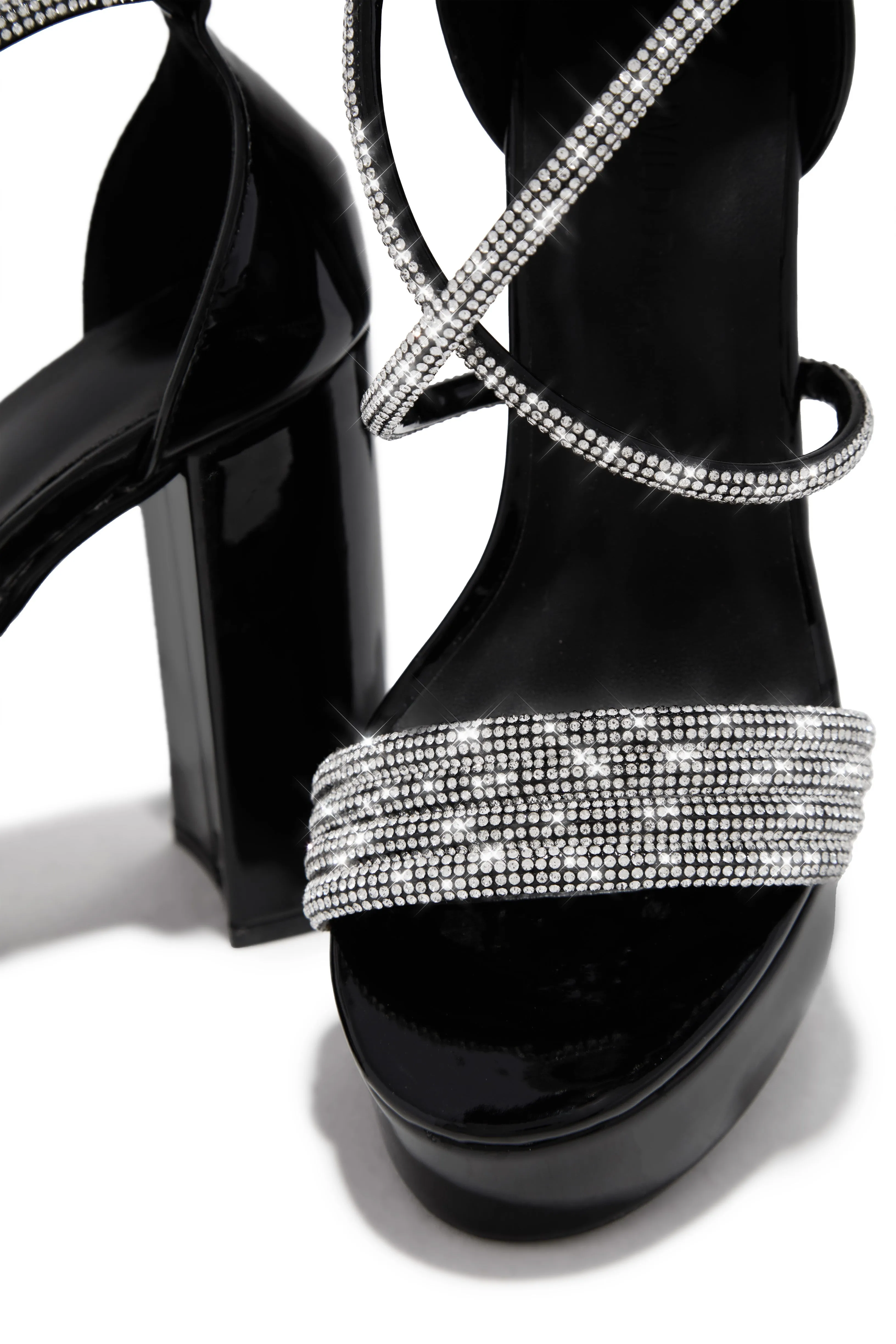 Special Nights Embellished Platform Block Heels - Black sold by Miss Lola product image thumbnail 2