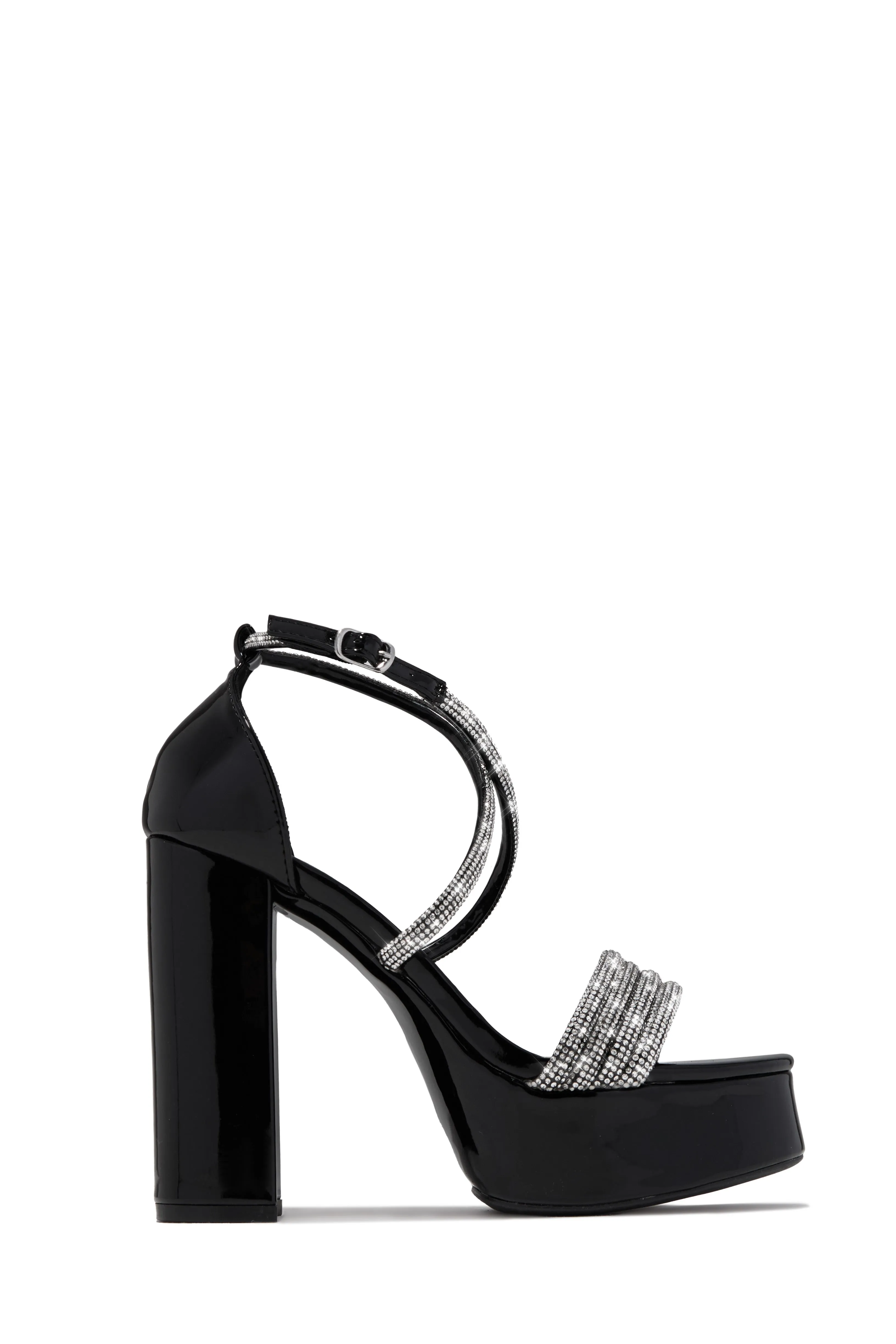 Special Nights Embellished Platform Block Heels - Black sold by Miss Lola product image thumbnail 3