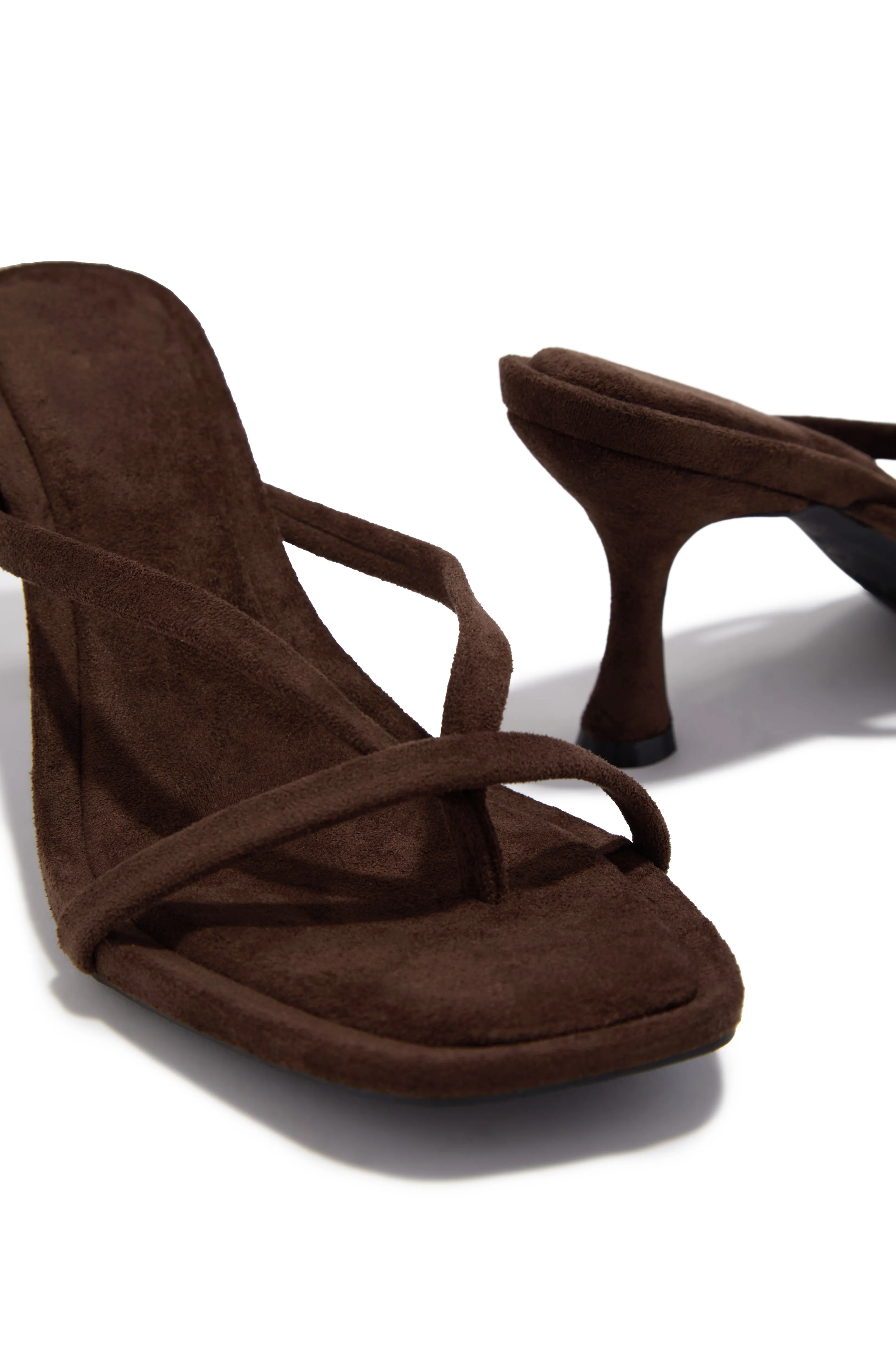 Elena Mid Heel Mules - Brown Suede sold by Miss Lola product image thumbnail 2
