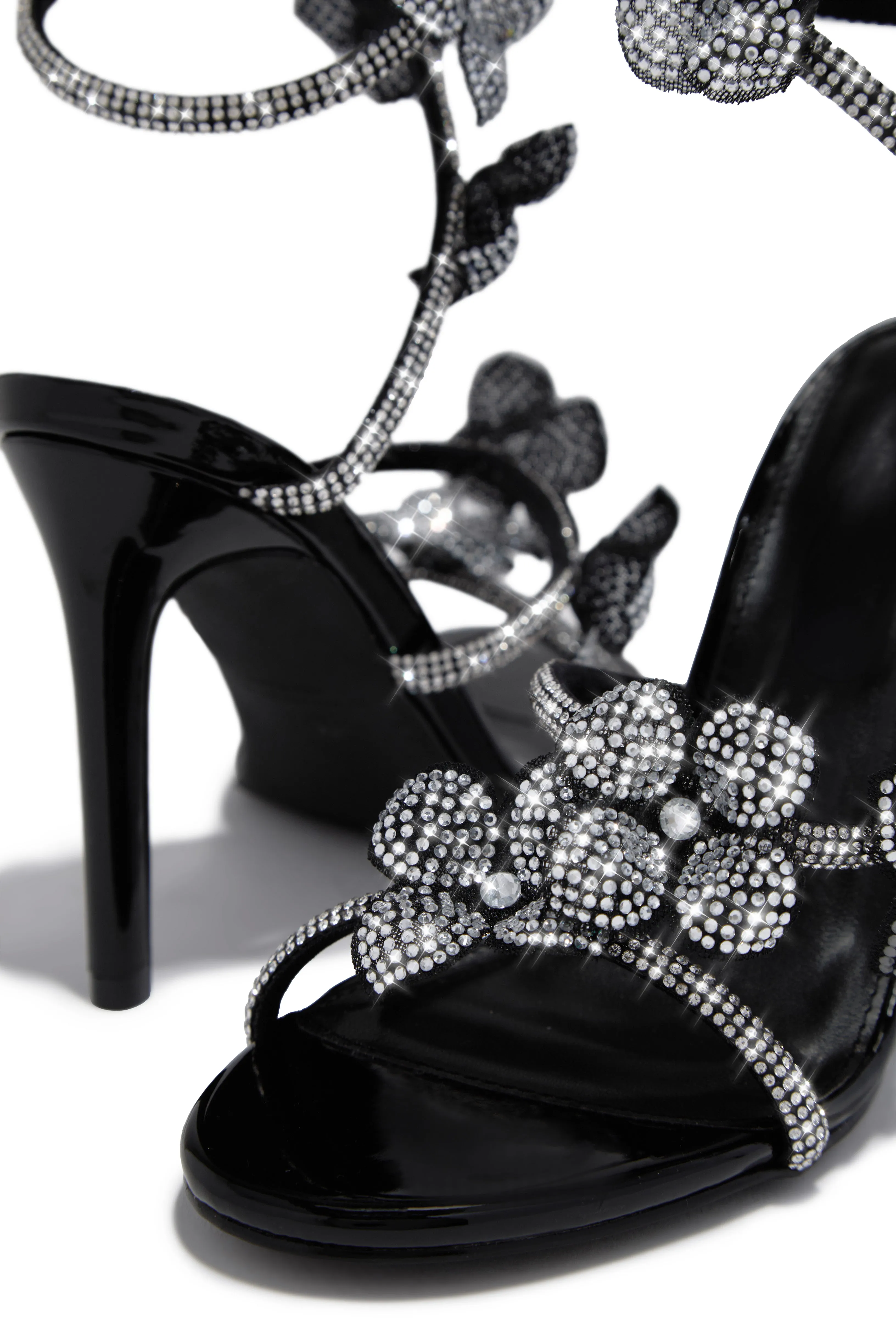 Flora Embellished Around The Ankle Coil Heels - Black sold by Miss Lola product image thumbnail 2